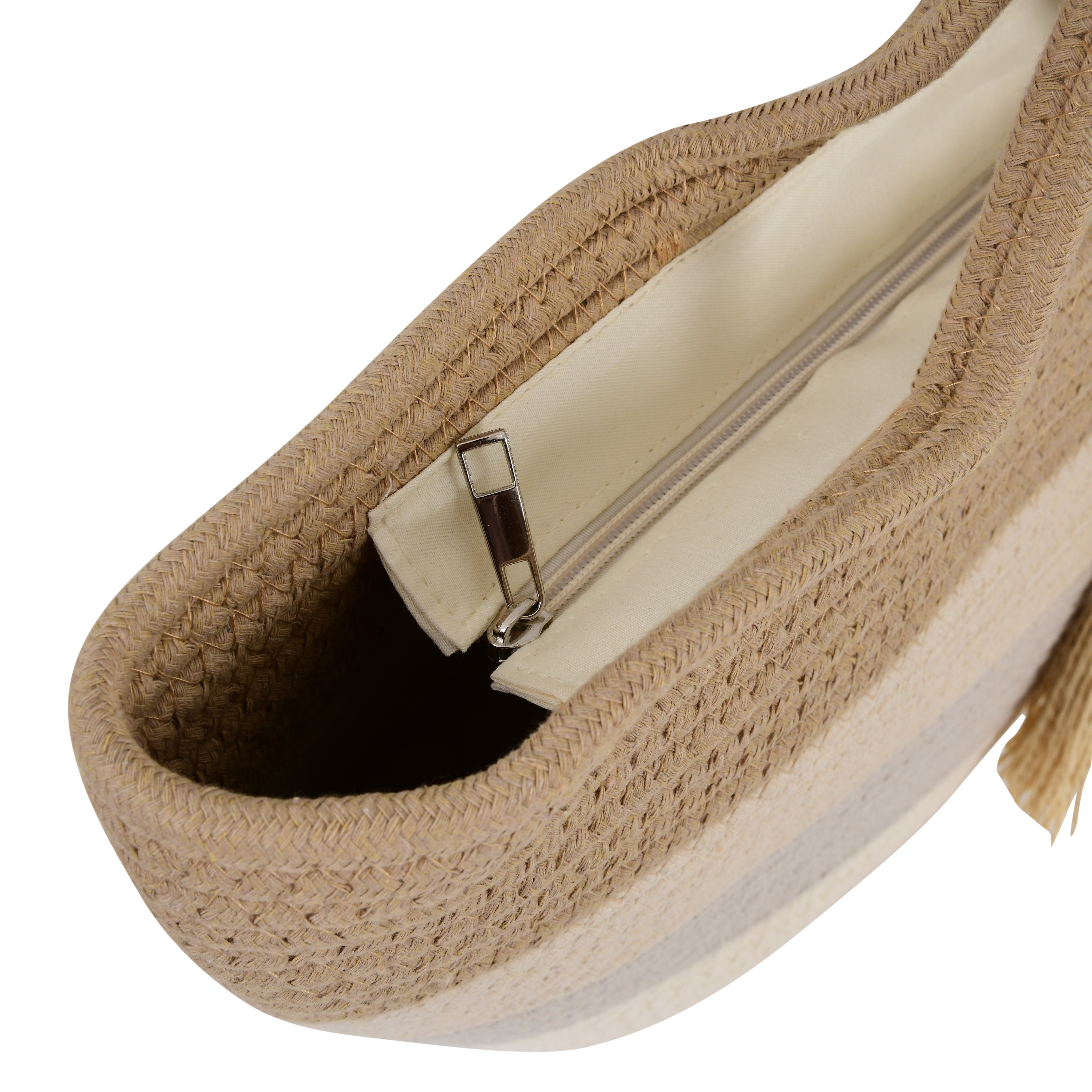 This Beige & Grey Cotton Woven Tote Bag