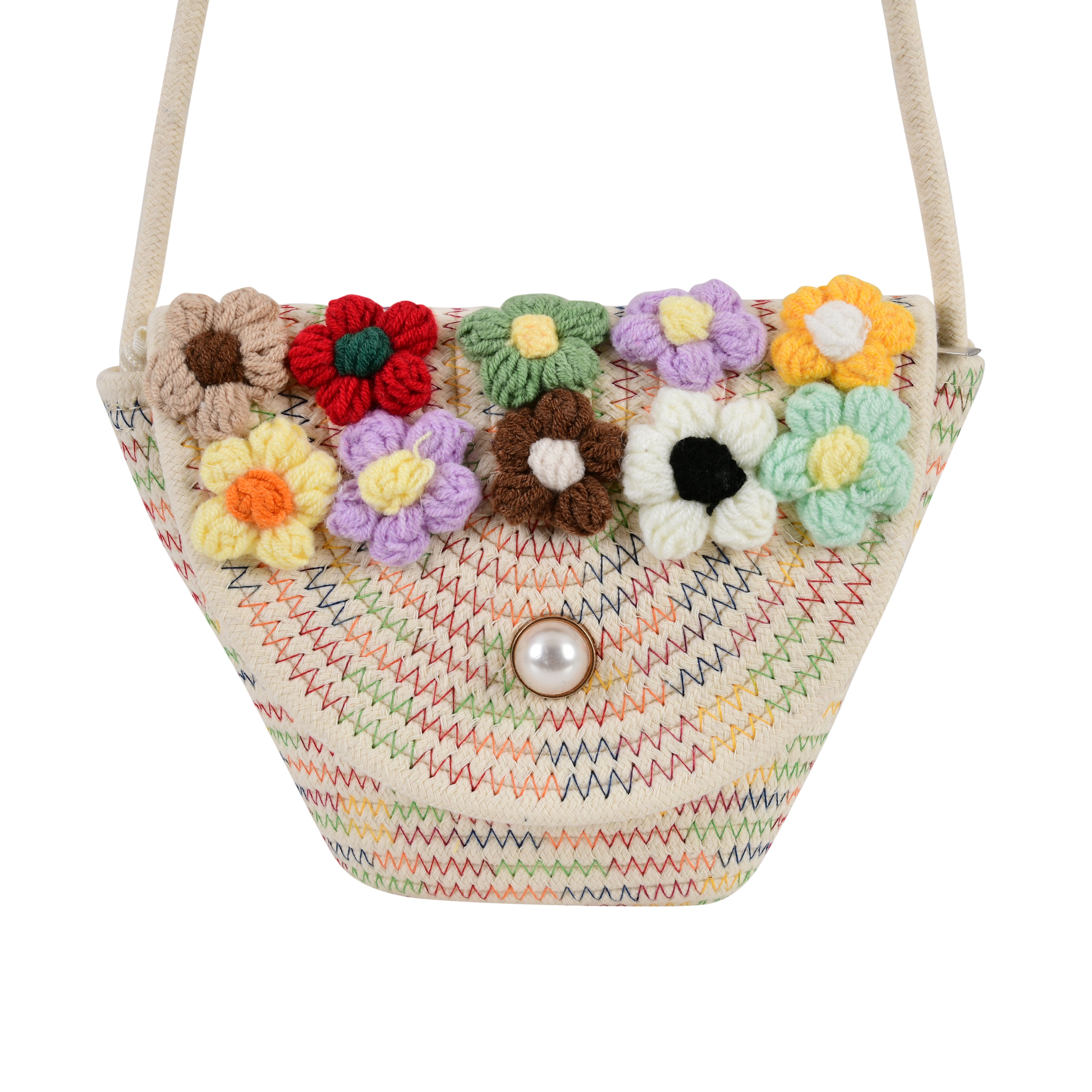 Mini Tote Bag (White Multi Thread)