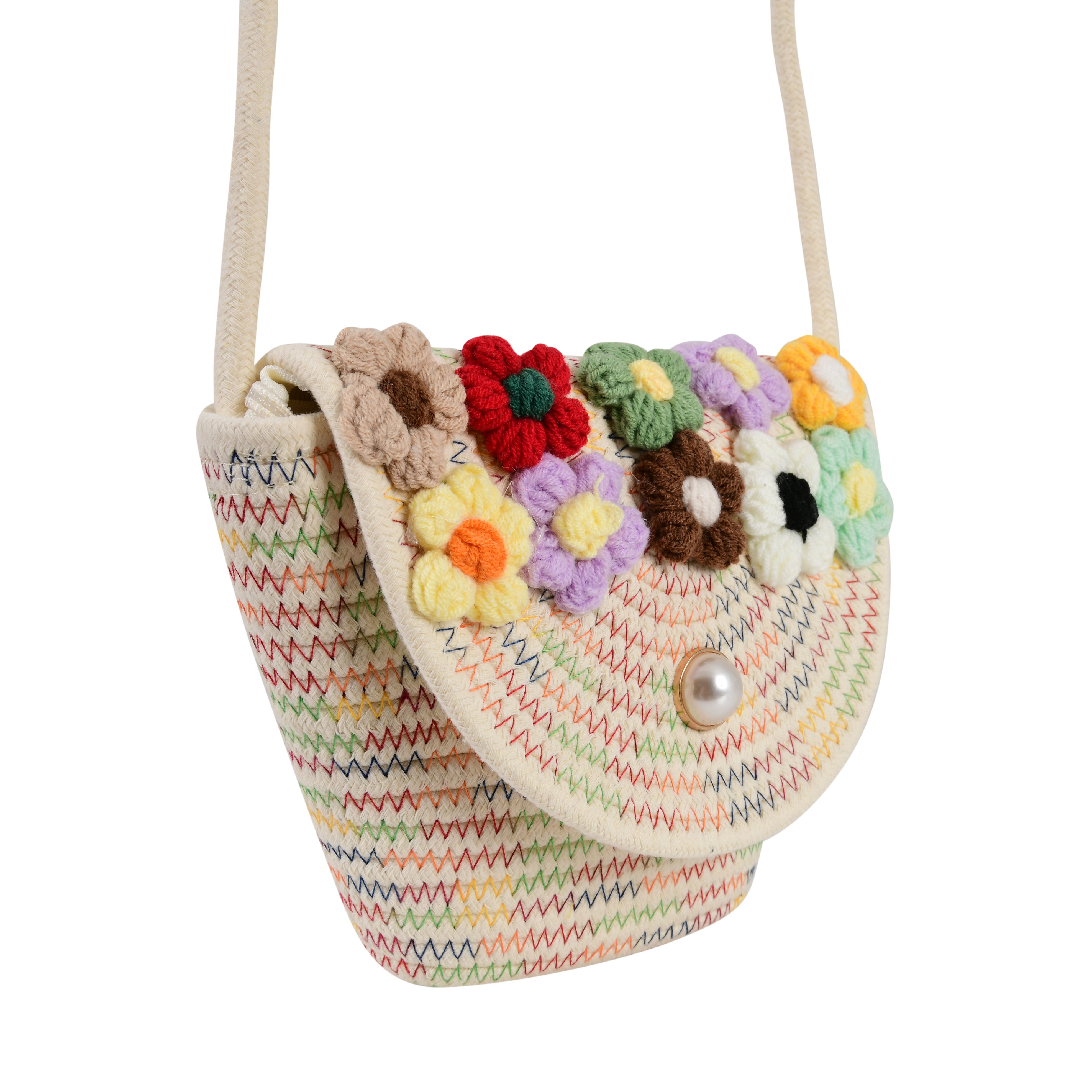 Mini Tote Bag (White Multi Thread)