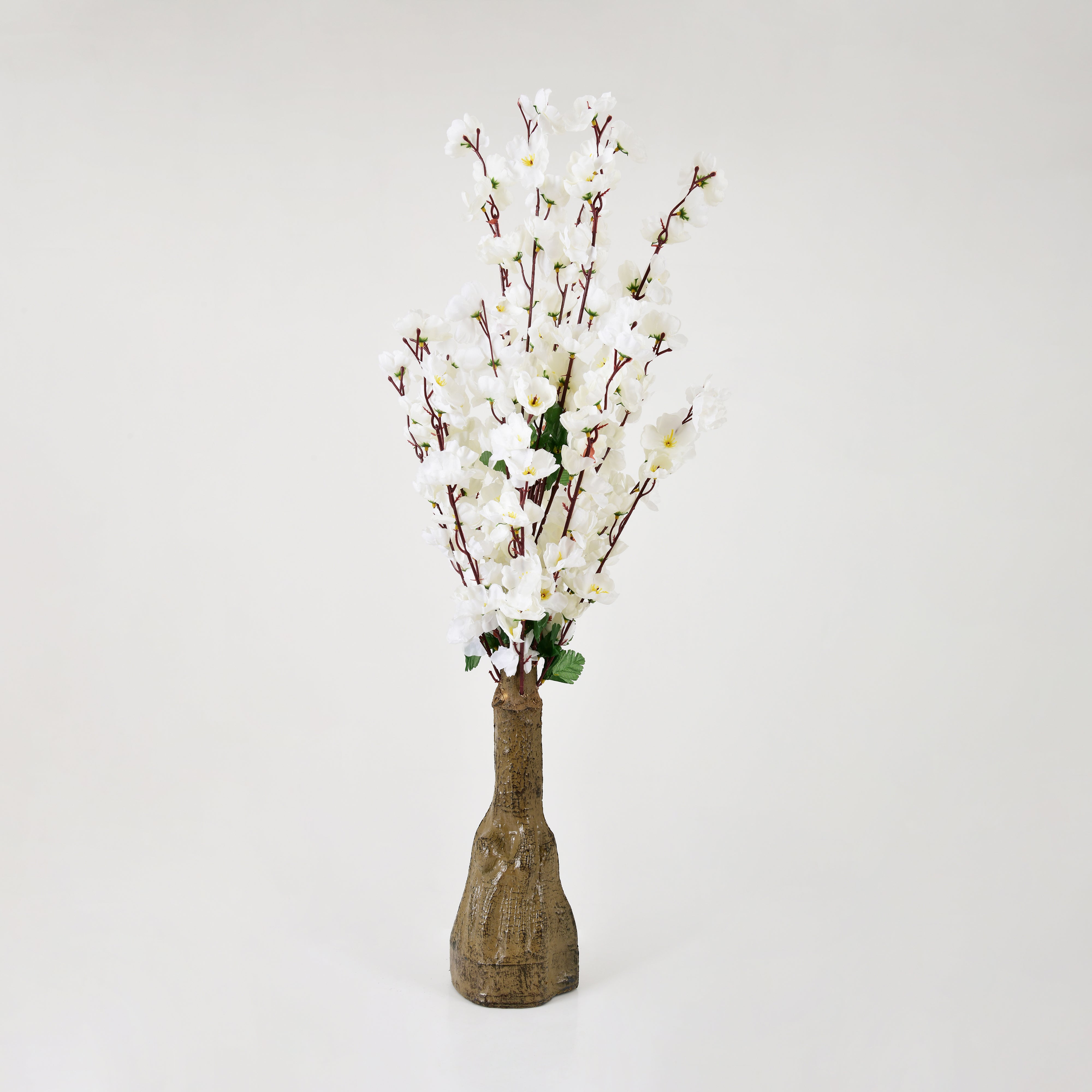 Artificial Planter-Cherry Blossom (White with Green Leaves)
