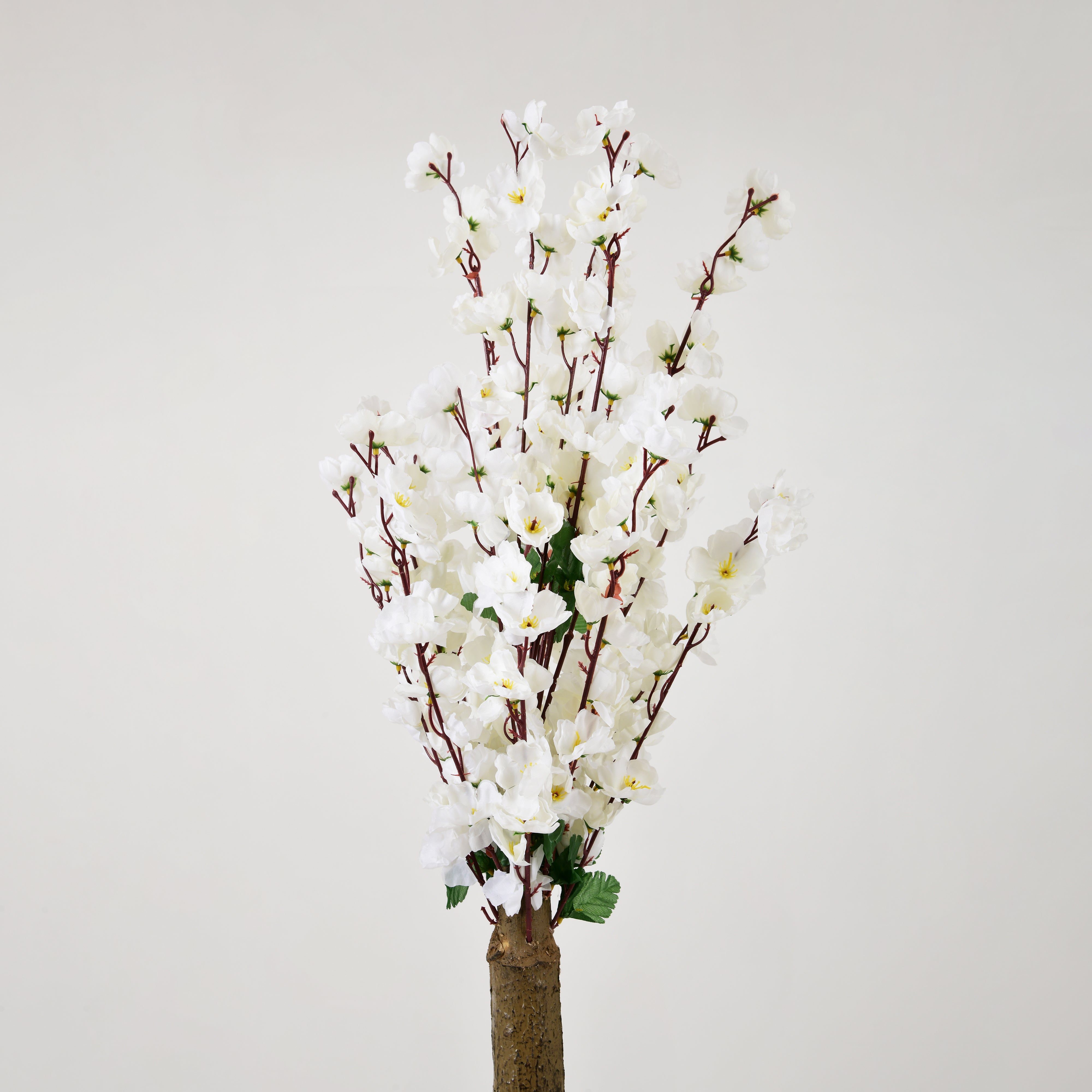 Artificial Planter-Cherry Blossom (White with Green Leaves)