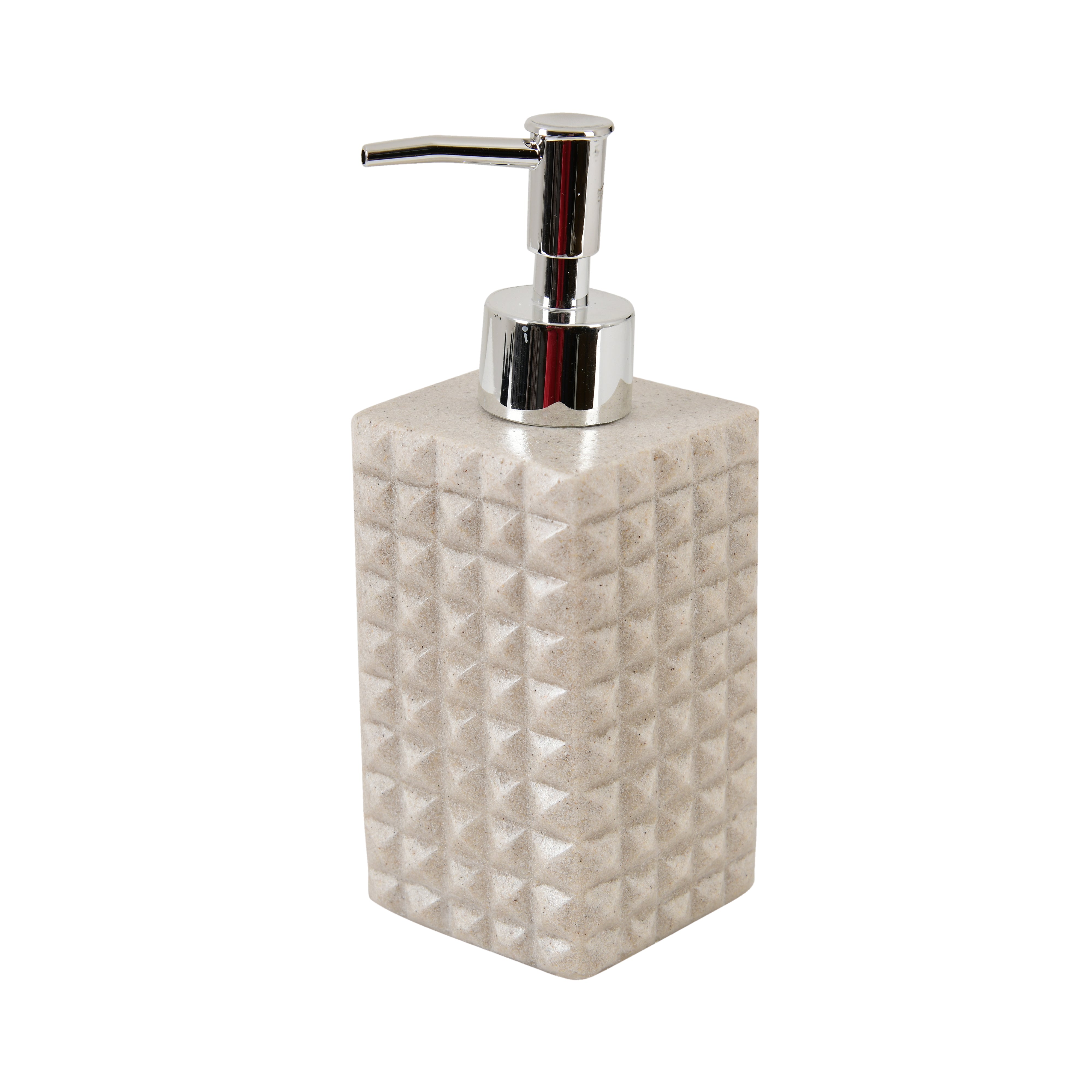 Contemporary Bathroom Organizer Set – Square Pattern Soap Dispenser & Holders (3 + Tray)
