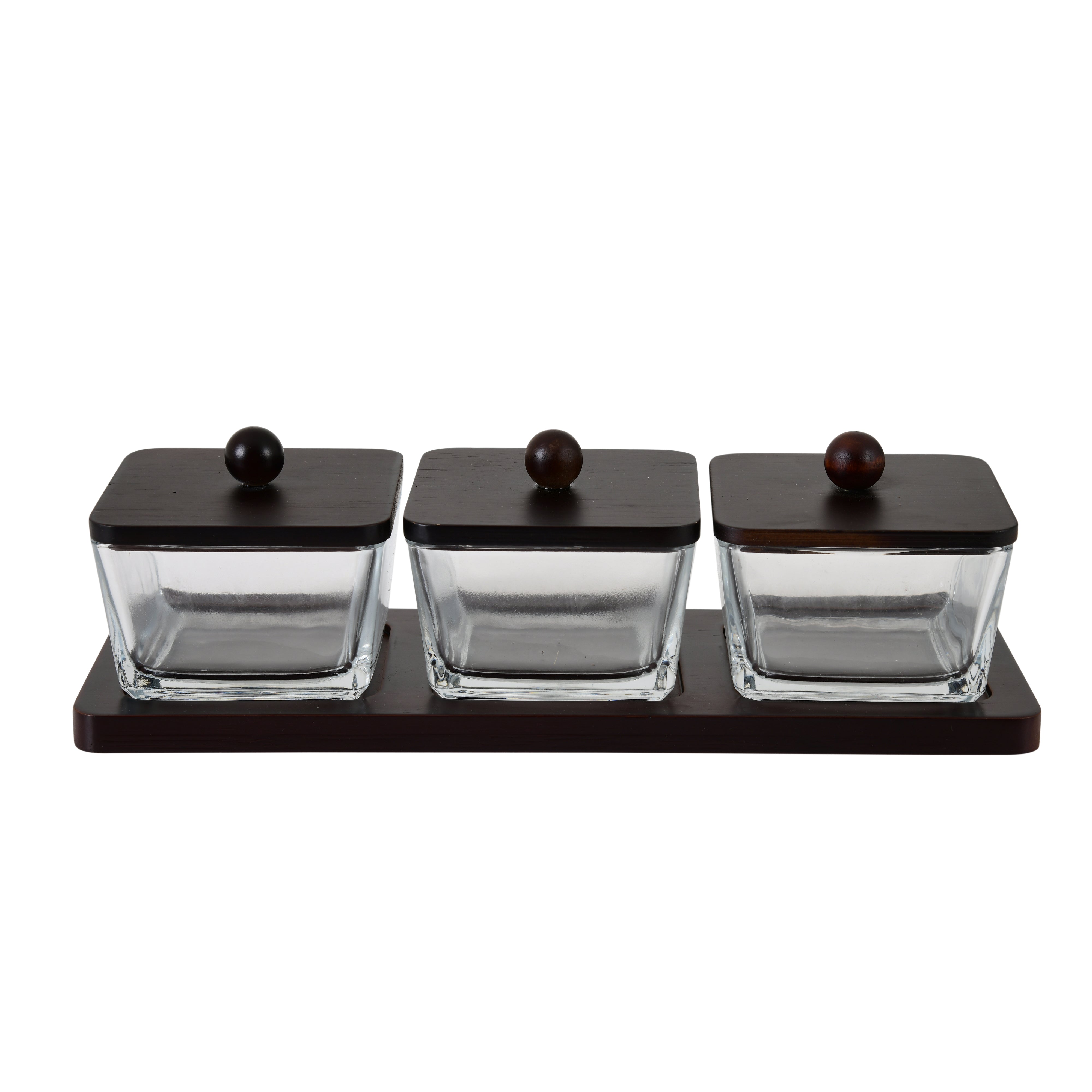 Luxury Wooden Kitchen Storage Jar Set of 3