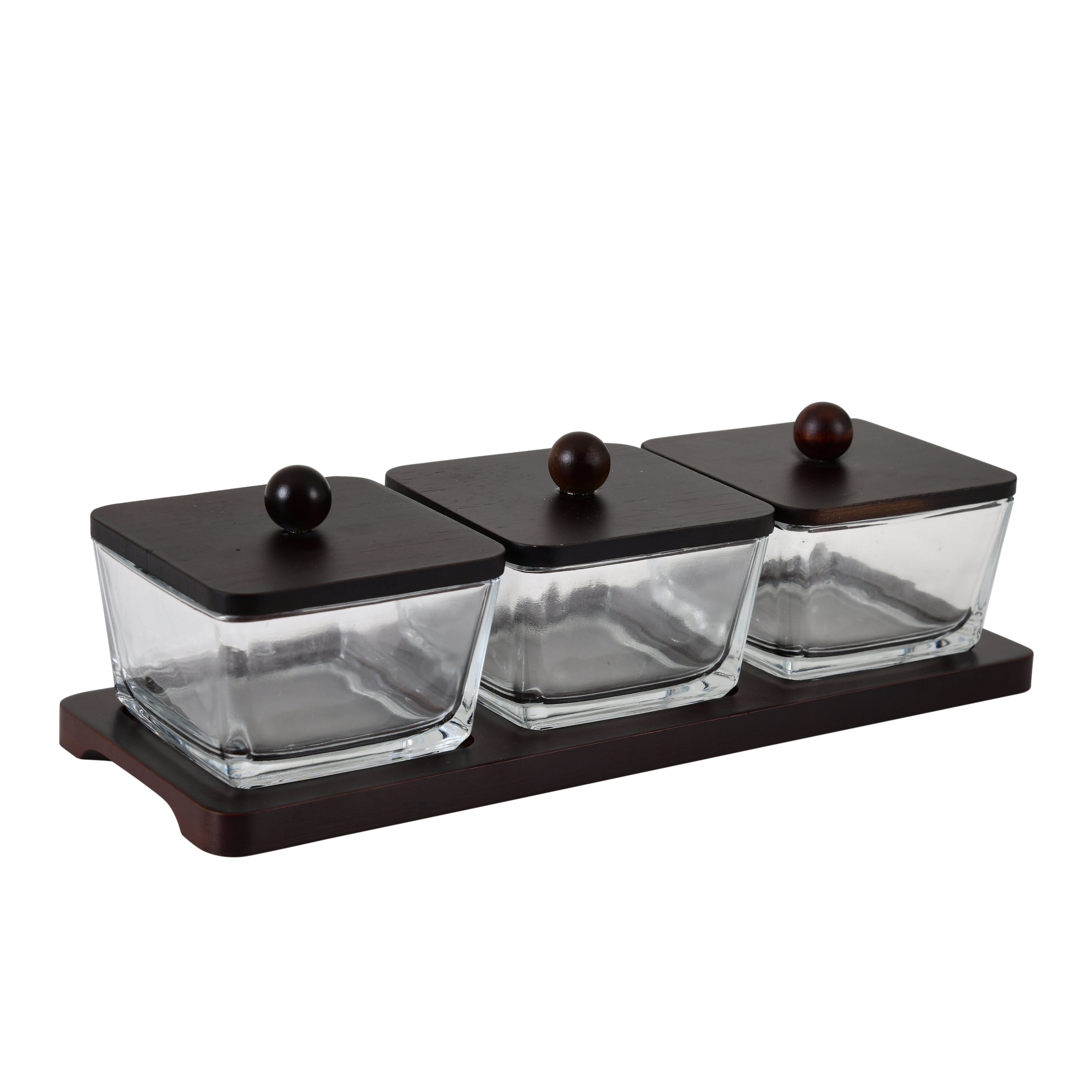 Luxury Wooden Kitchen Storage Jar Set of 3