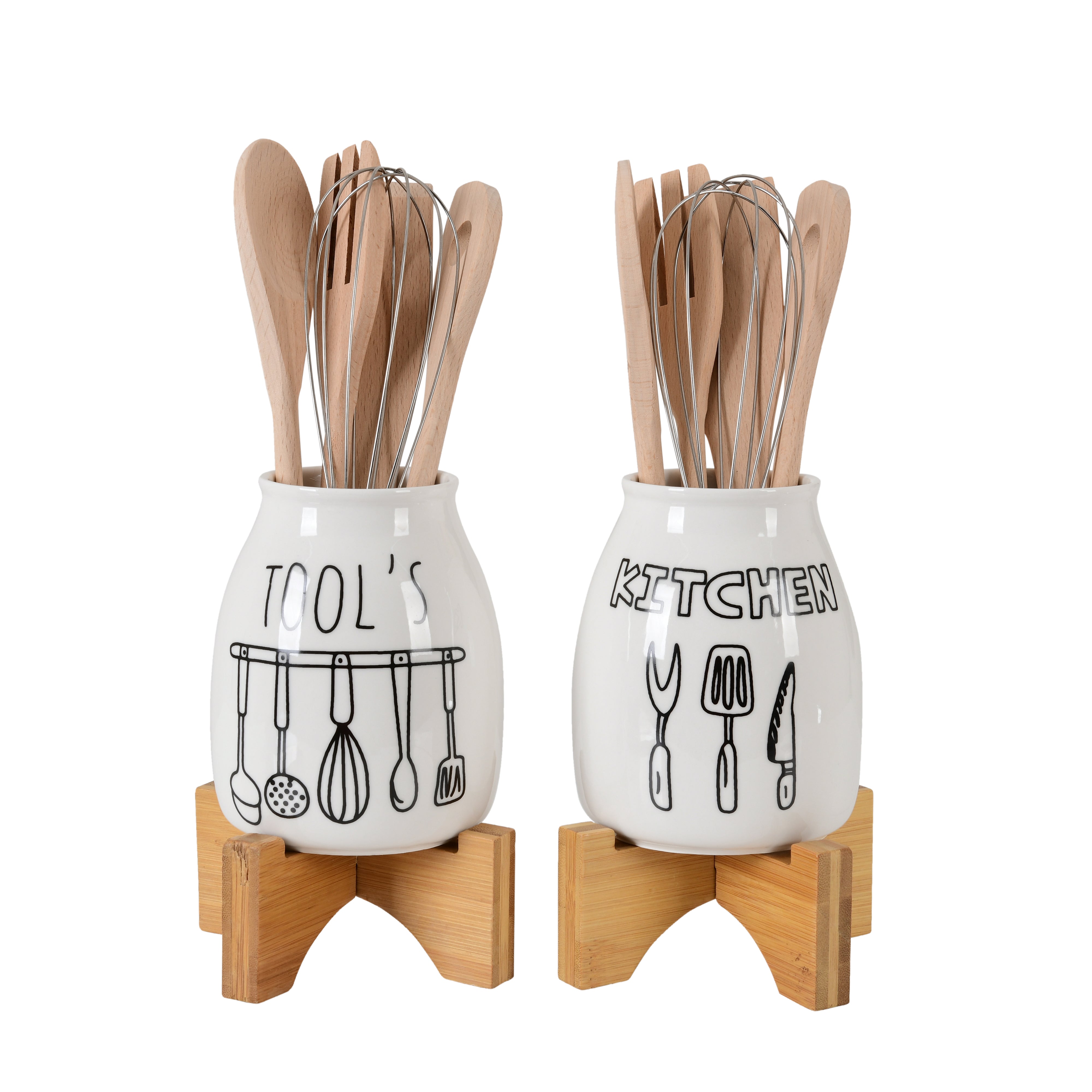 Premium Ceramic Kitchen Utensil Holder Combo