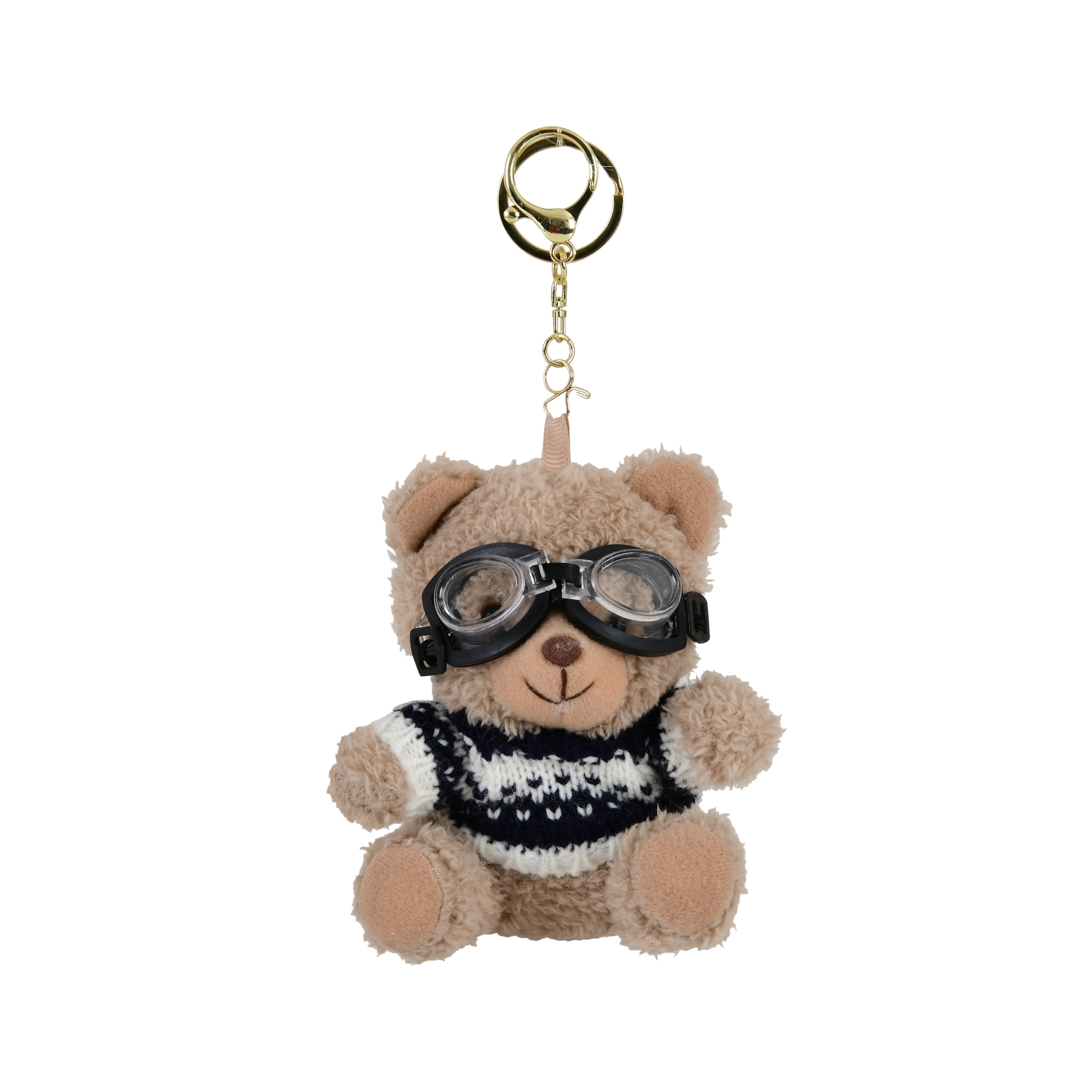 Sunglasses Teddy Keychain Beige (White Black Sweater)