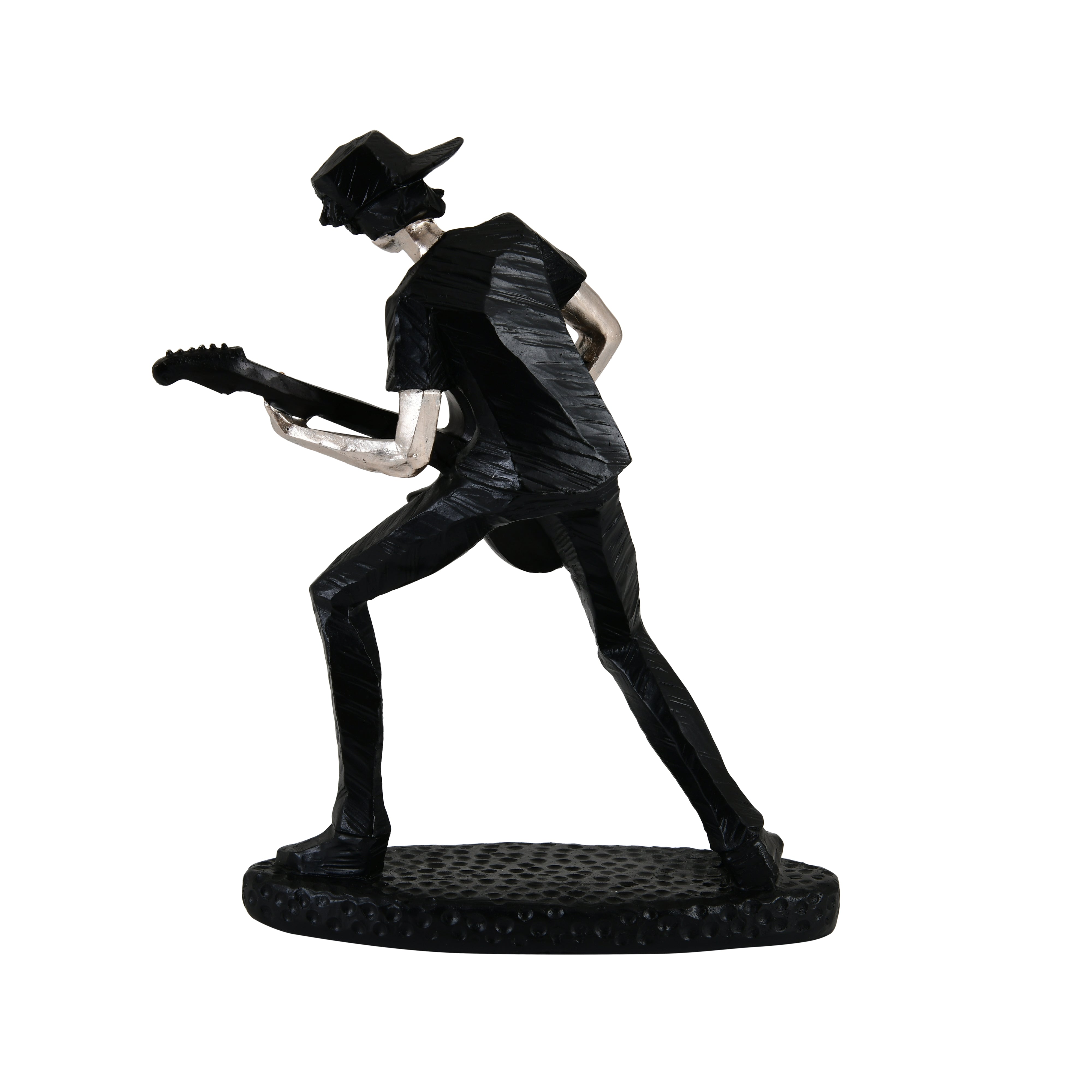 Decorative Musician Figurine – Silver & Black Guitarist