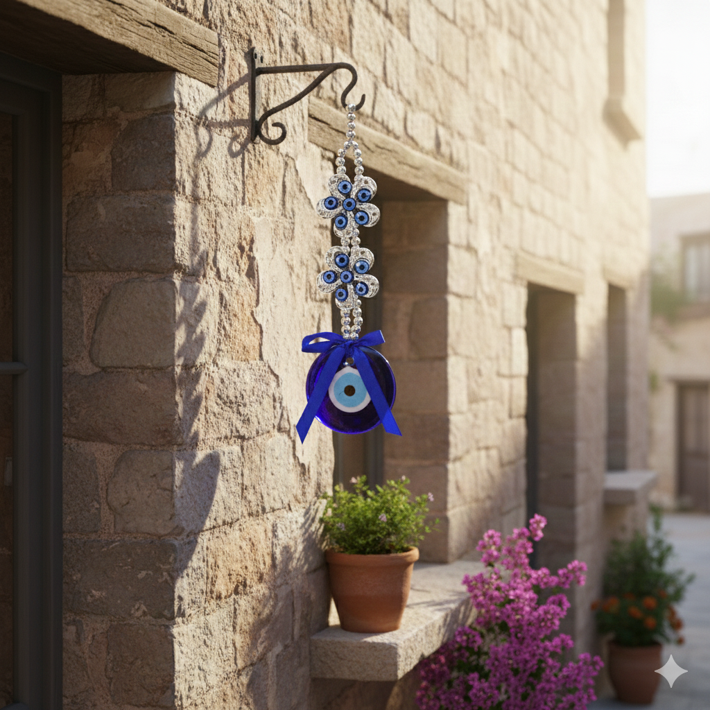 Evil Eye Hanging with Floral Design
