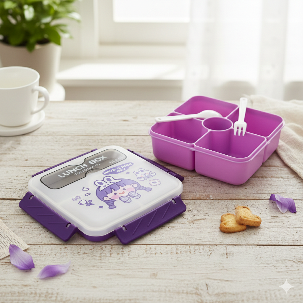 Square Silicon BPA Free Lunch Box (Purple)