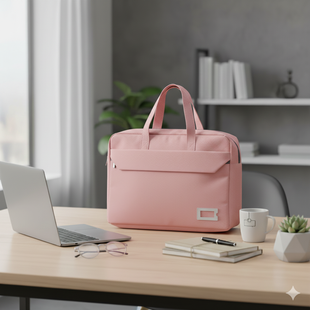 Trendy Light Pink Laptop Bag