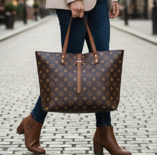 Women’s Luxury Monogram Star Tote Handbag – Designer-Inspired PU Leather Edition
