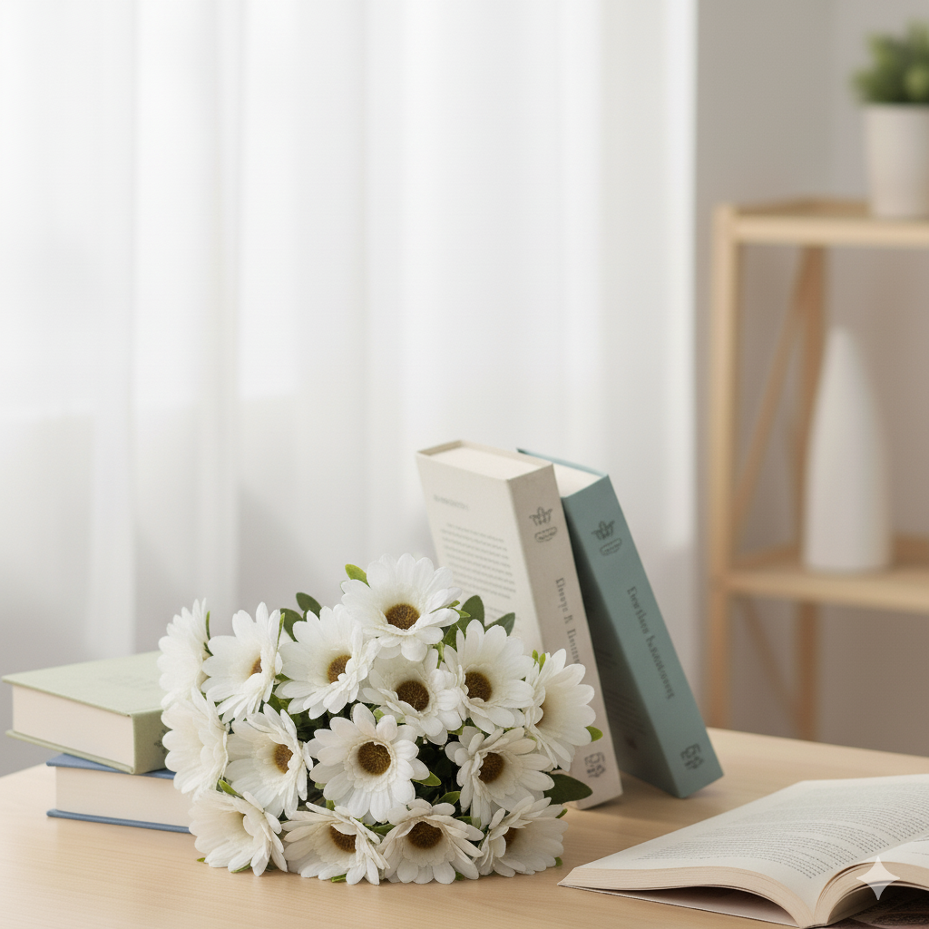 Artificial White Gerbera Daisy Flower Bunch