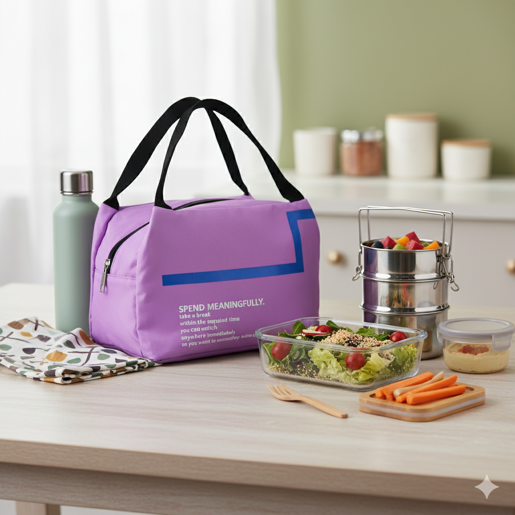 Purple Thermal Insulated Lunch Bag