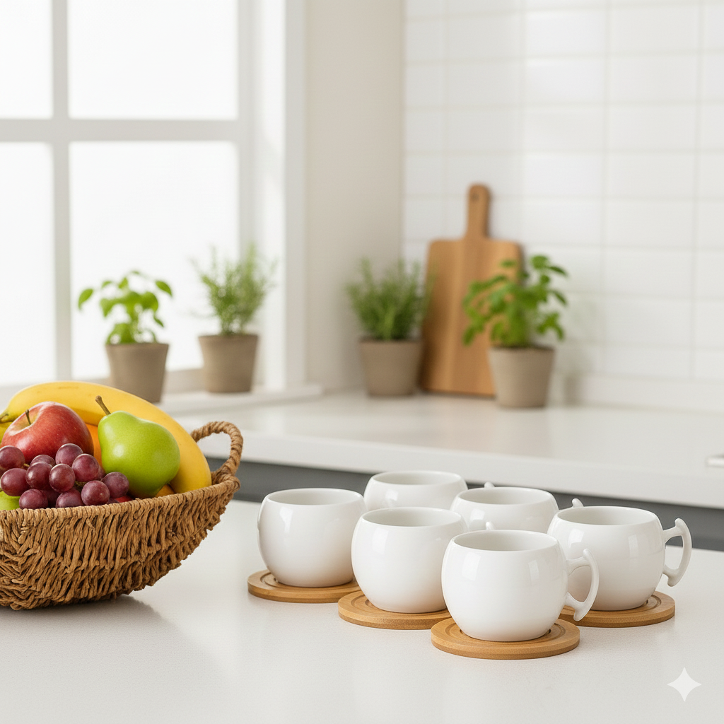 Elegance 6-Cup Ceramic Cup Set