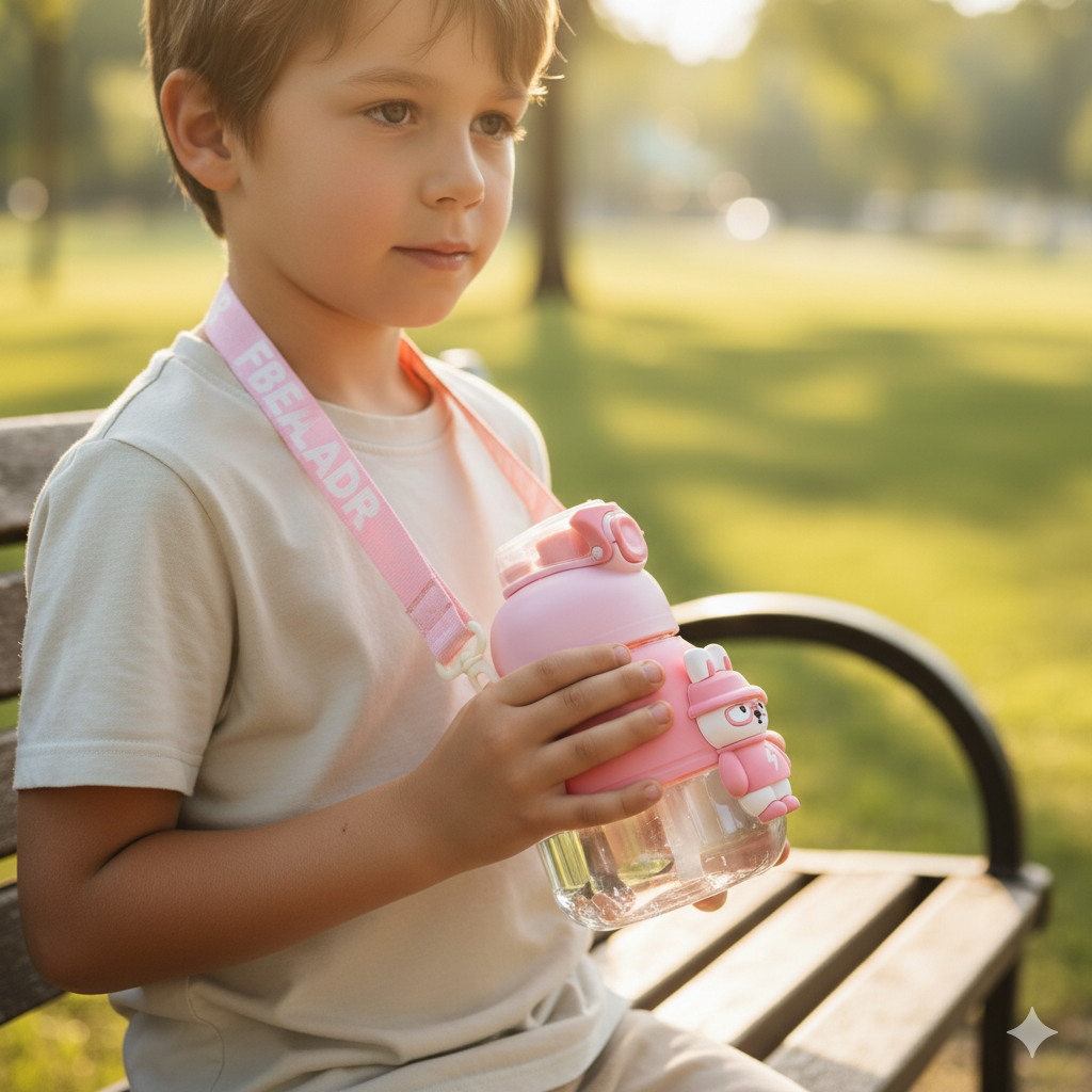 3D Teddy Water Bottle (Pink)