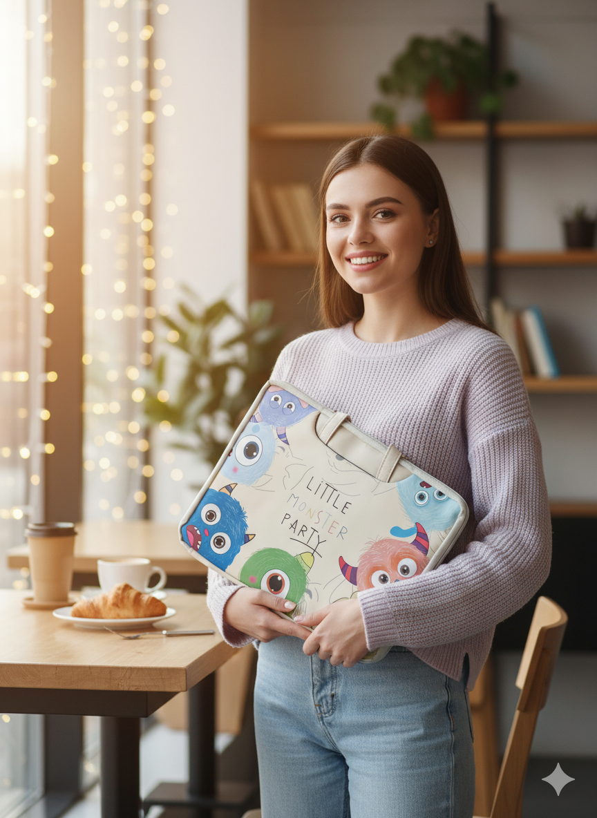 Little Monster Party Cartoon Laptop & Document Bag