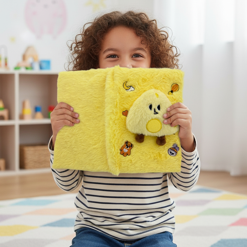 Plush Mushroom-Themed Furry Diary – Yellow