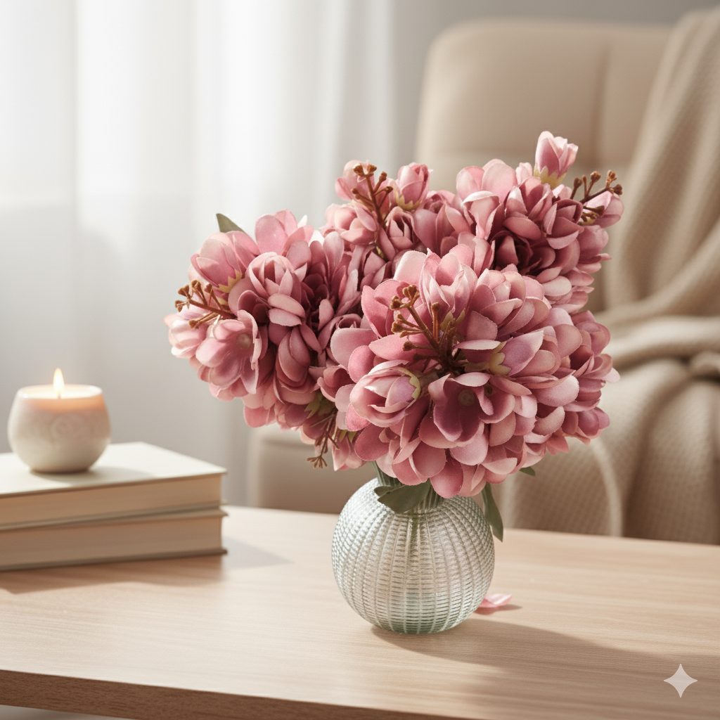 Artificial Pink Hydrangea Flower Bunch