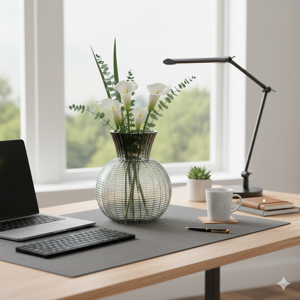 Smoky Grey Textured Glass Vase