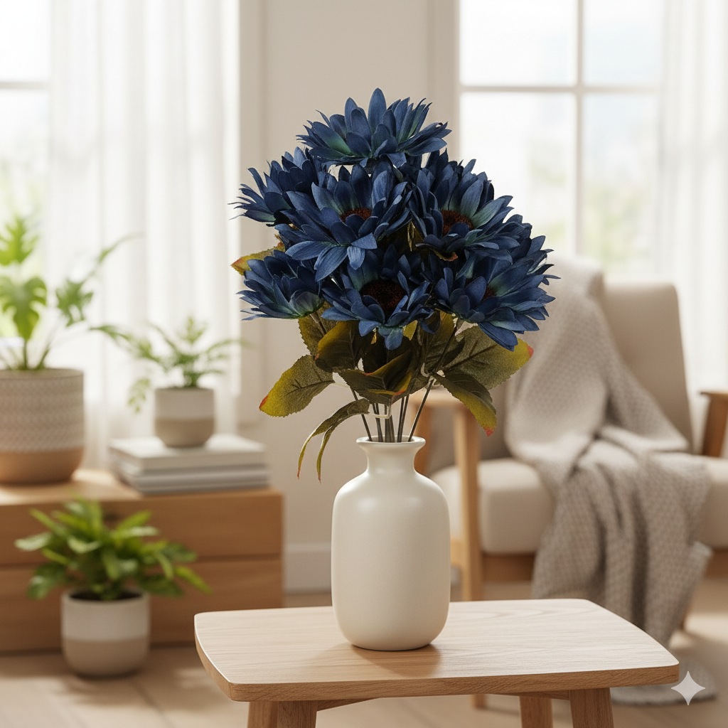 Artificial Blue Gerbera Daisy Flower Bunch