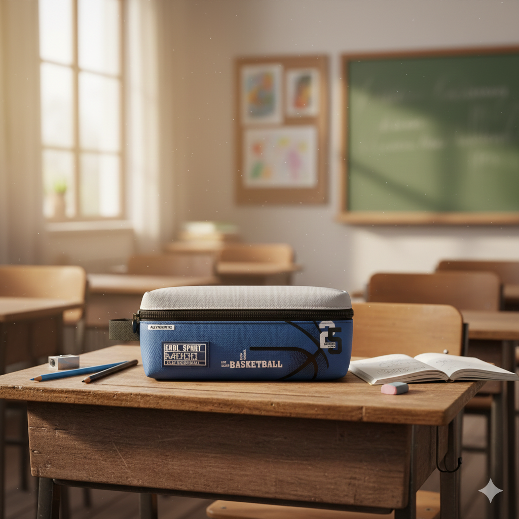 Sporty Pen/Pencil Pouch-Dual Blue & Grey look