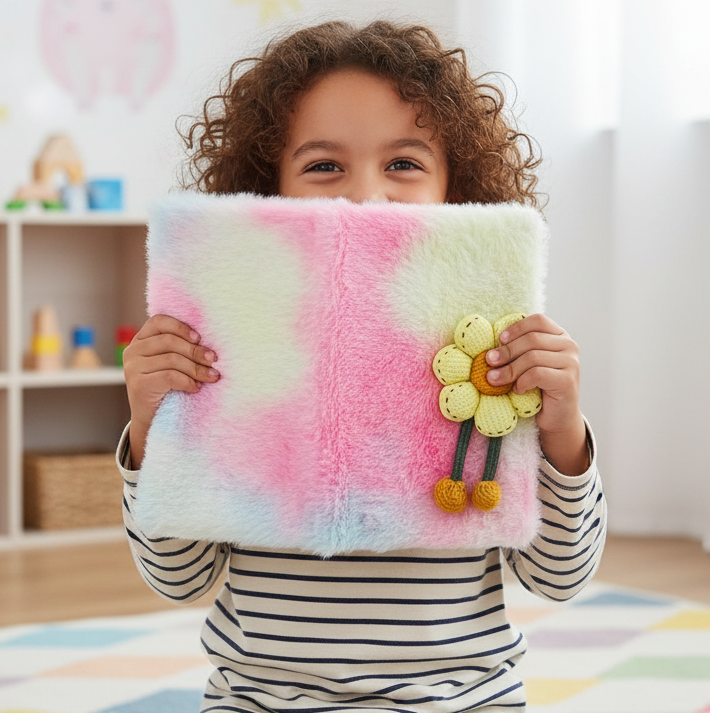 Cute Plush Daisy Furry Diary – Multicolor Pastel