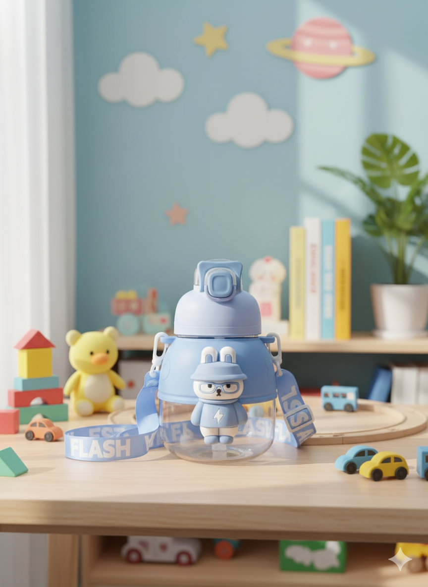 3D Teddy Water Bottle (Blue)