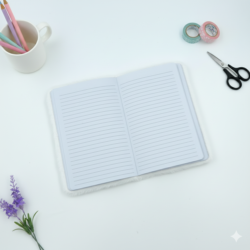 Plush Puppy-Themed Furry Diary – White