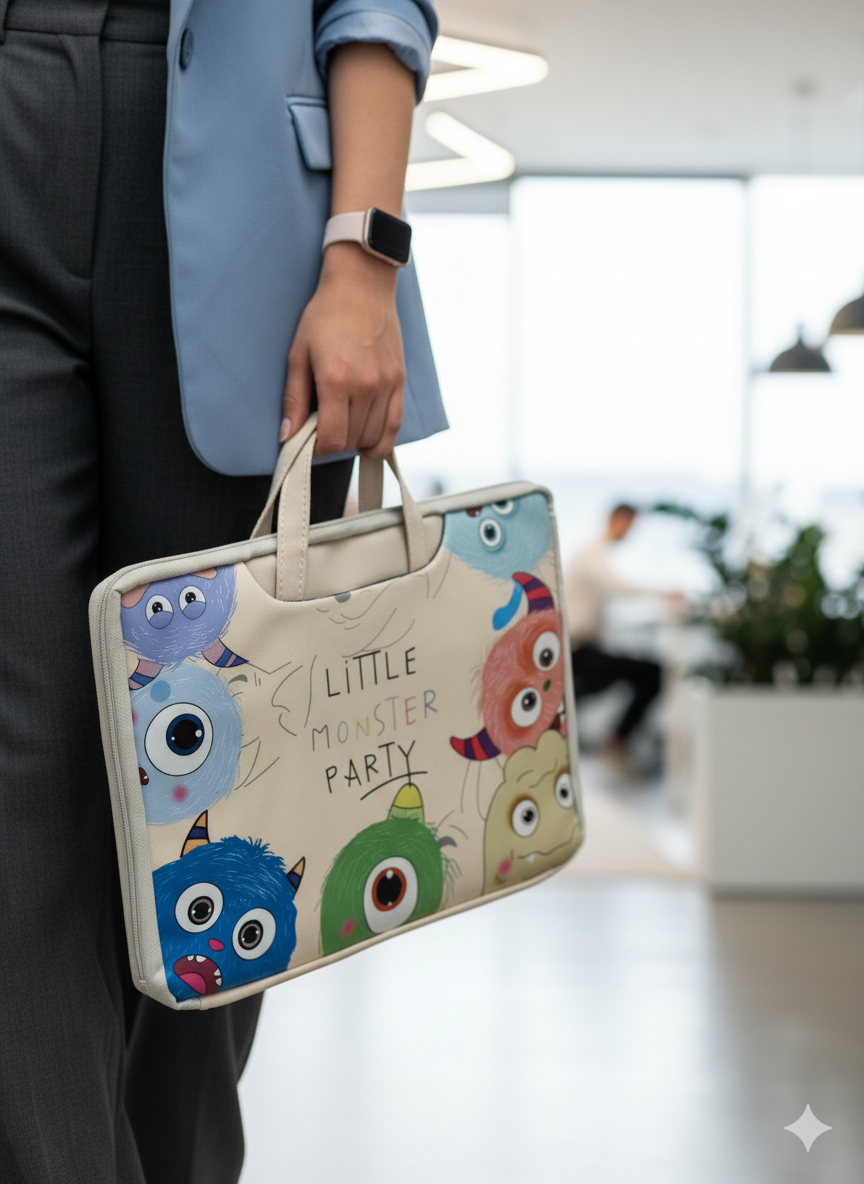 Little Monster Party Cartoon Laptop & Document Bag