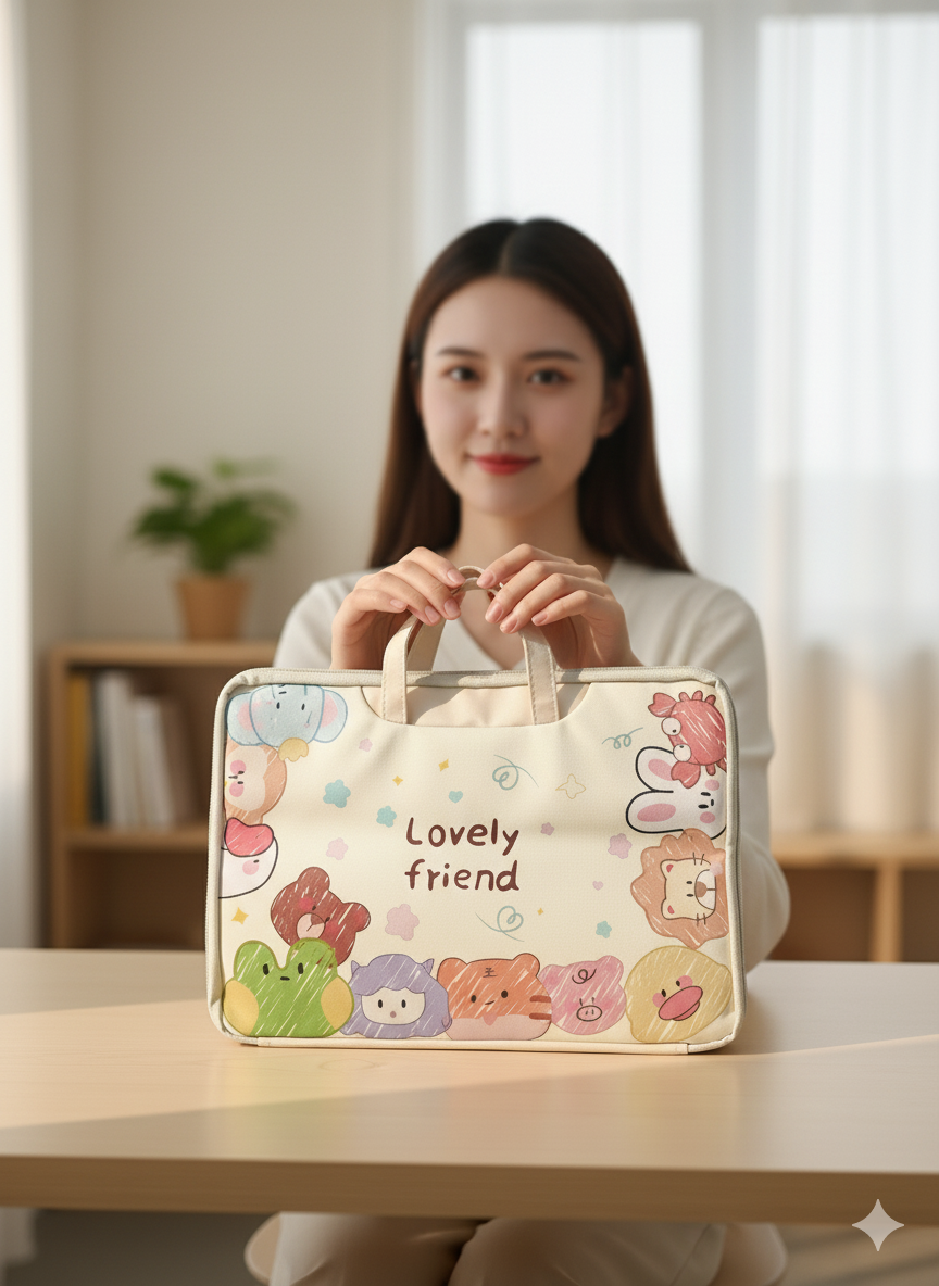 Lovely Friend Printed Laptop & Document Bag