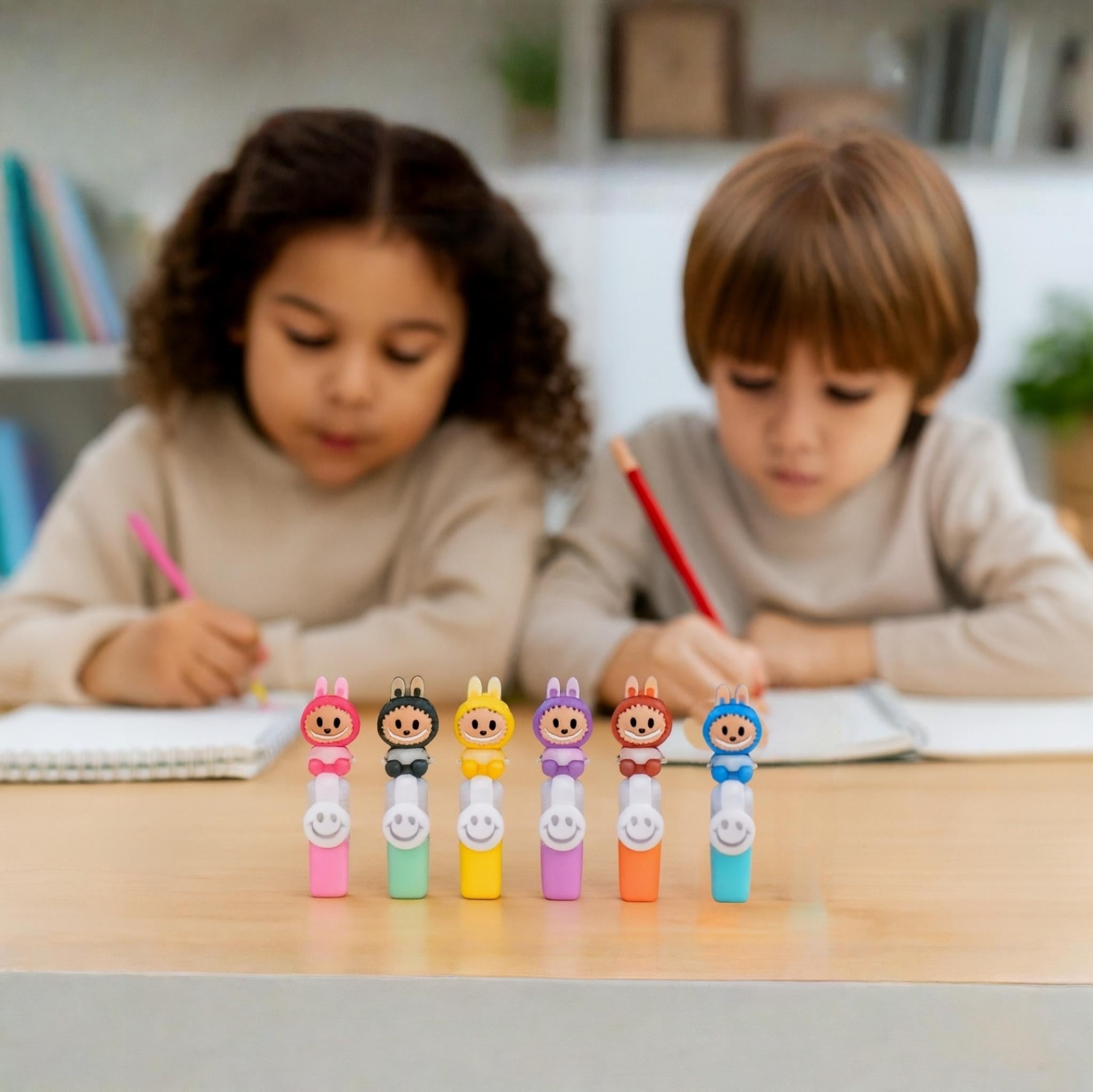 Cute Labubu Highlighter Set – 6 Pcs Pastel Highlighters for Kids, School & Journaling