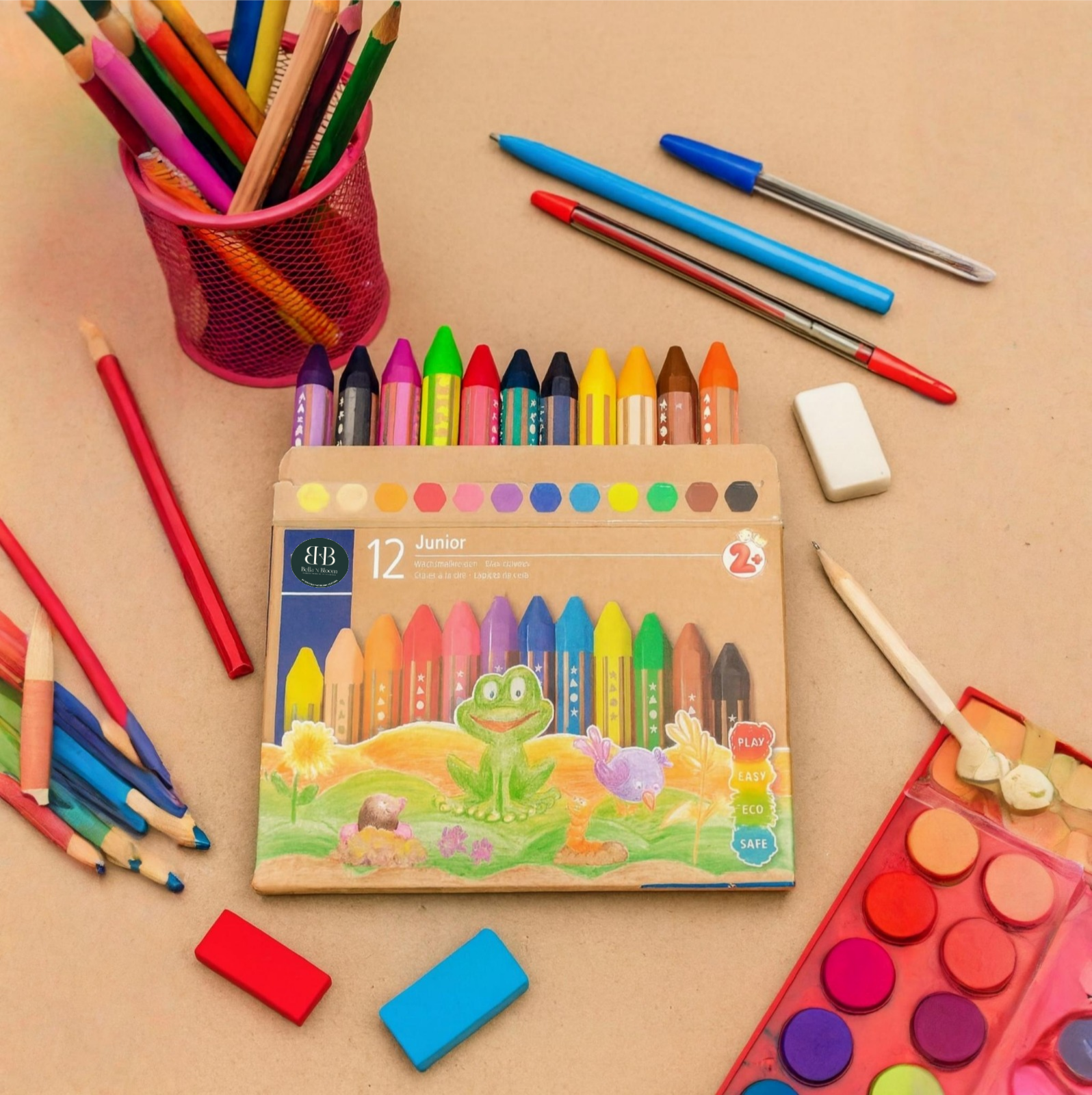 12-Piece Eco-Friendly Wax Crayons Colour for Kids