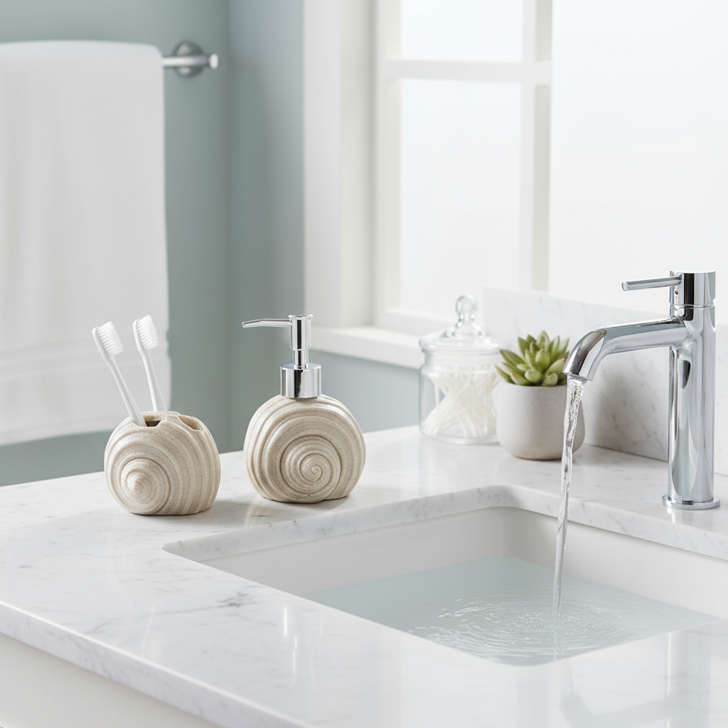 Premium Seashell Design Bathroom Accessory Set of 3