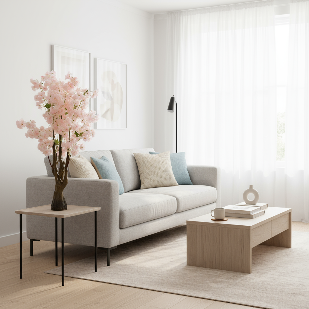 Artificial Planter-Cherry Blossom - Big Planter (Champagne Color)