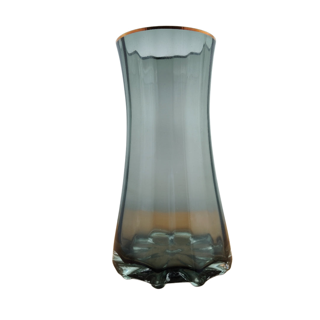 Smoky Grey Curved Glass Vase – Small