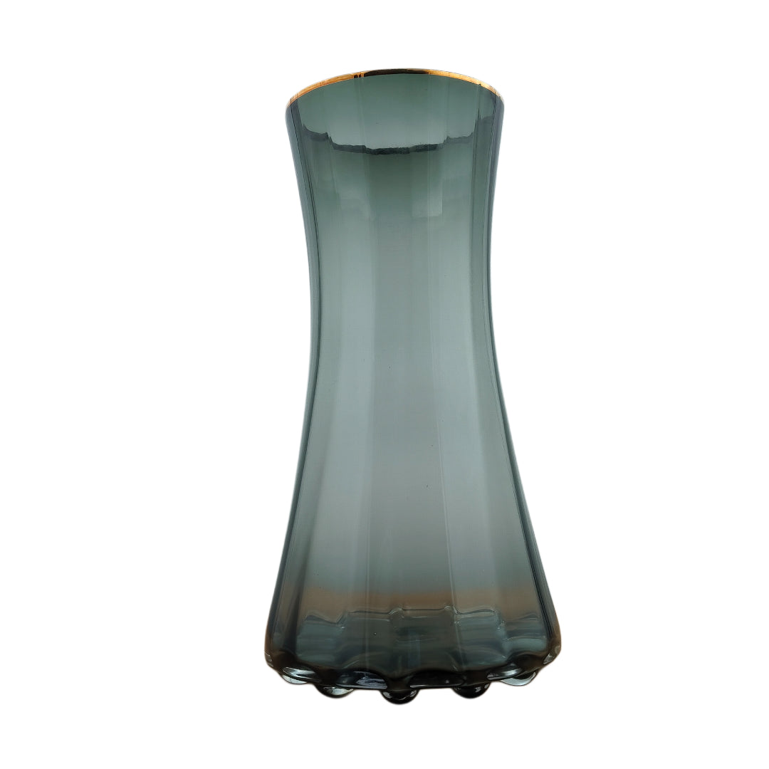 Smoky Grey Curved Glass Vase – Large
