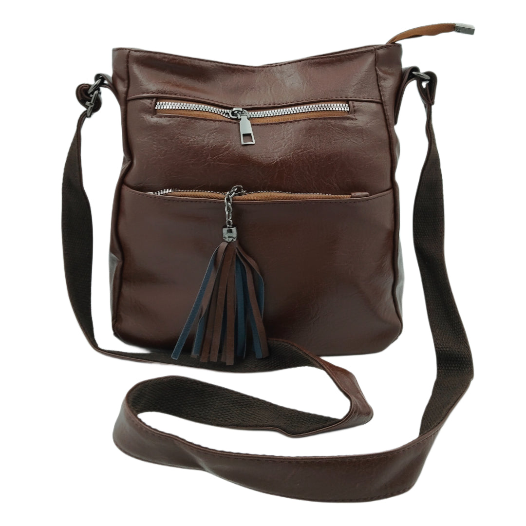 Women’s Everyday Brown Casual Sling Bag – Premium PU Leather Crossbody Edition