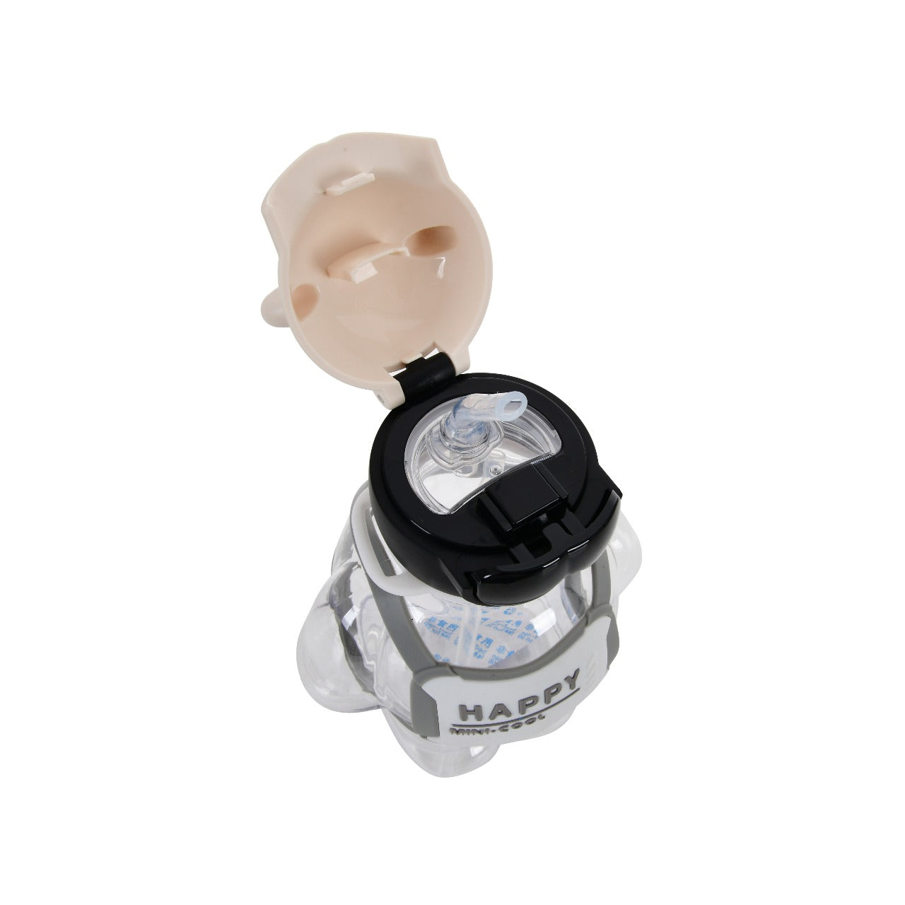 Happy Teddy Water Bottle- 450ml (Grey)