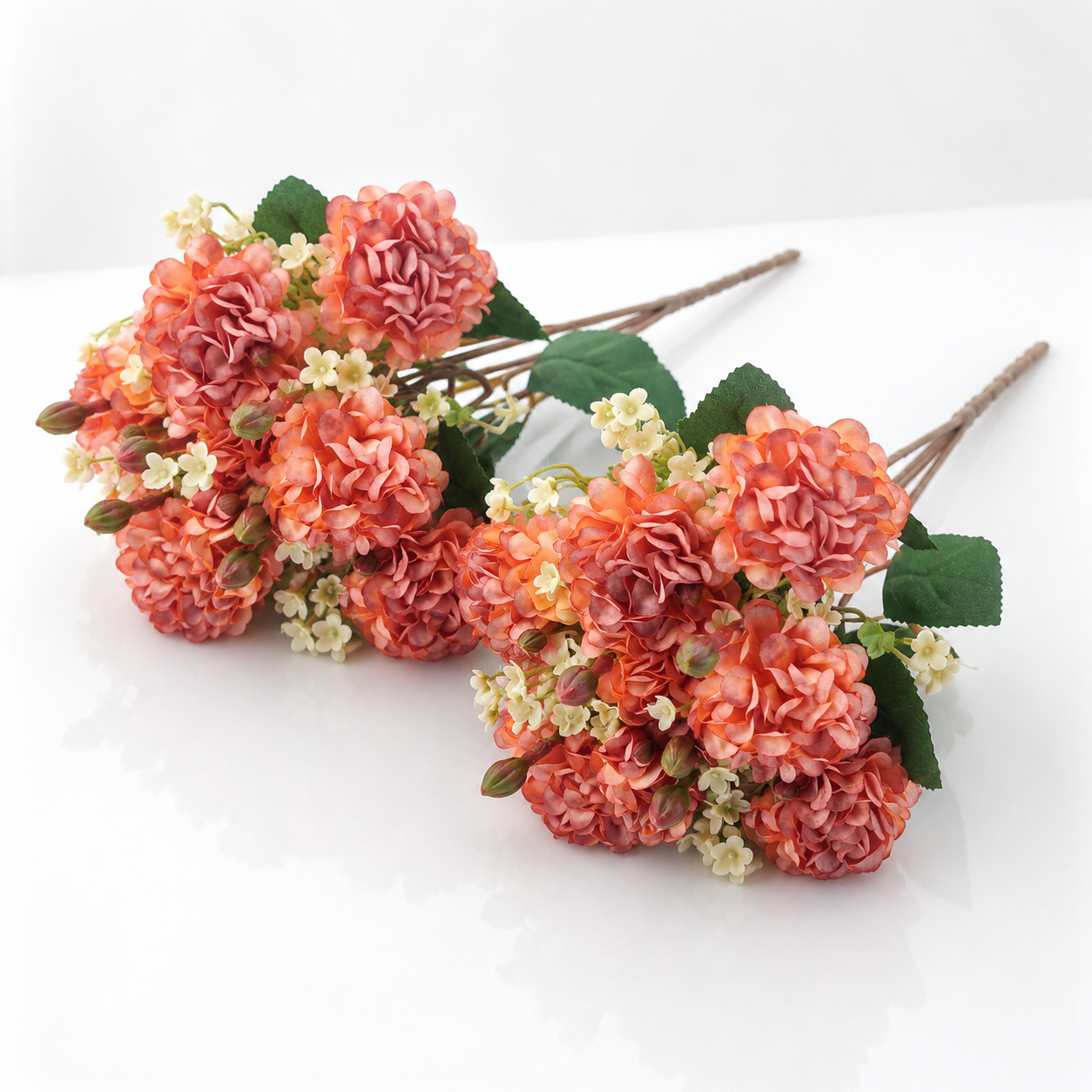Artificial Vintage Pattern (Pack of 2) Flower Bunch for Home Décor-Dusky Orange