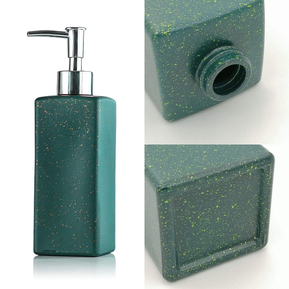 Premium Textured Glass Soap Dispenser – Modern Speckled Finish with Chrome Pump-Green
