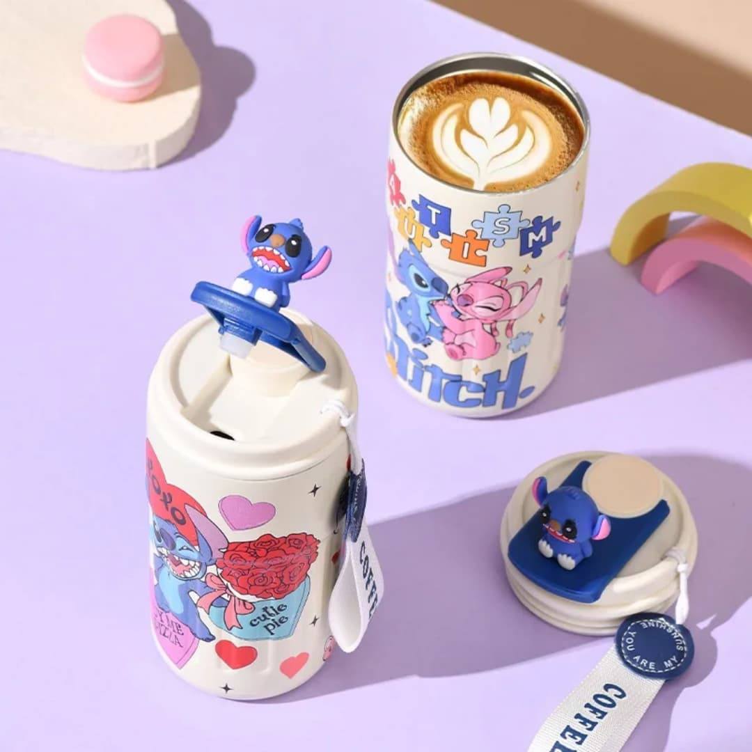 Bella N Bloom Cute Cartoon Coffee Mug Style Insulated Bottle with Strap-400ml