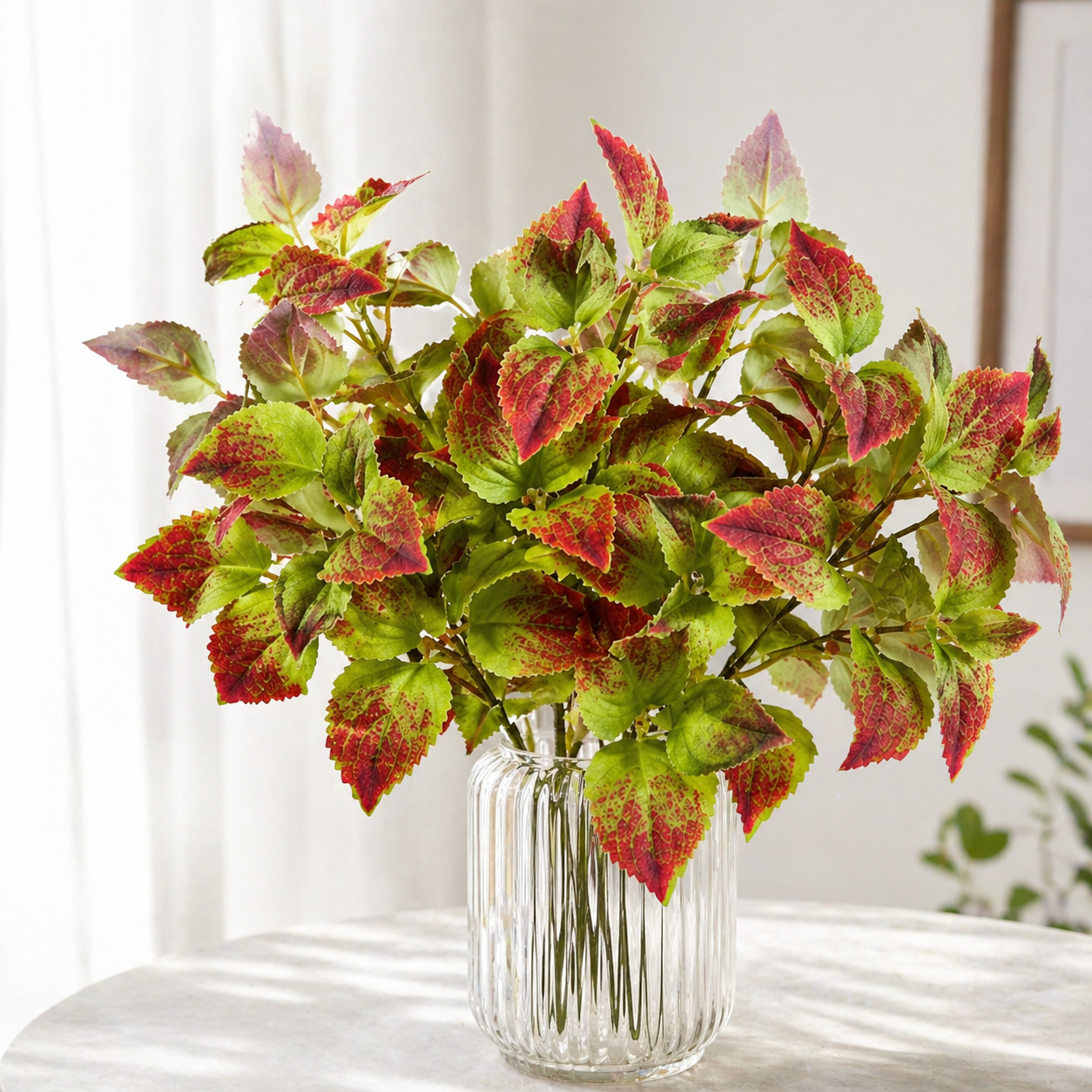Bella N Bloom Artificial Variegated Leaf Bunch (Pack of 2) for Home Décor