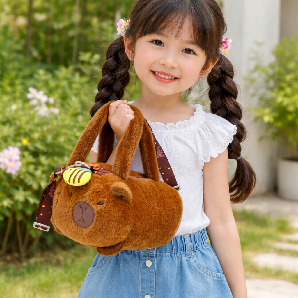 Bella N Bloom Cute Brown Panda Plush Mini Sling Bag for Kids & Girls