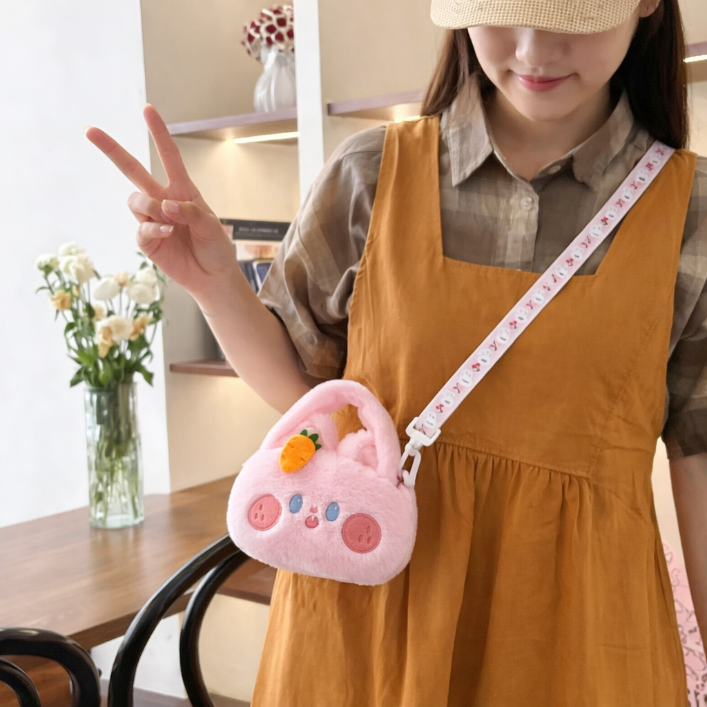 Bella N Bloom Cute Bunny Plush Mini Sling Bag for Kids Girls