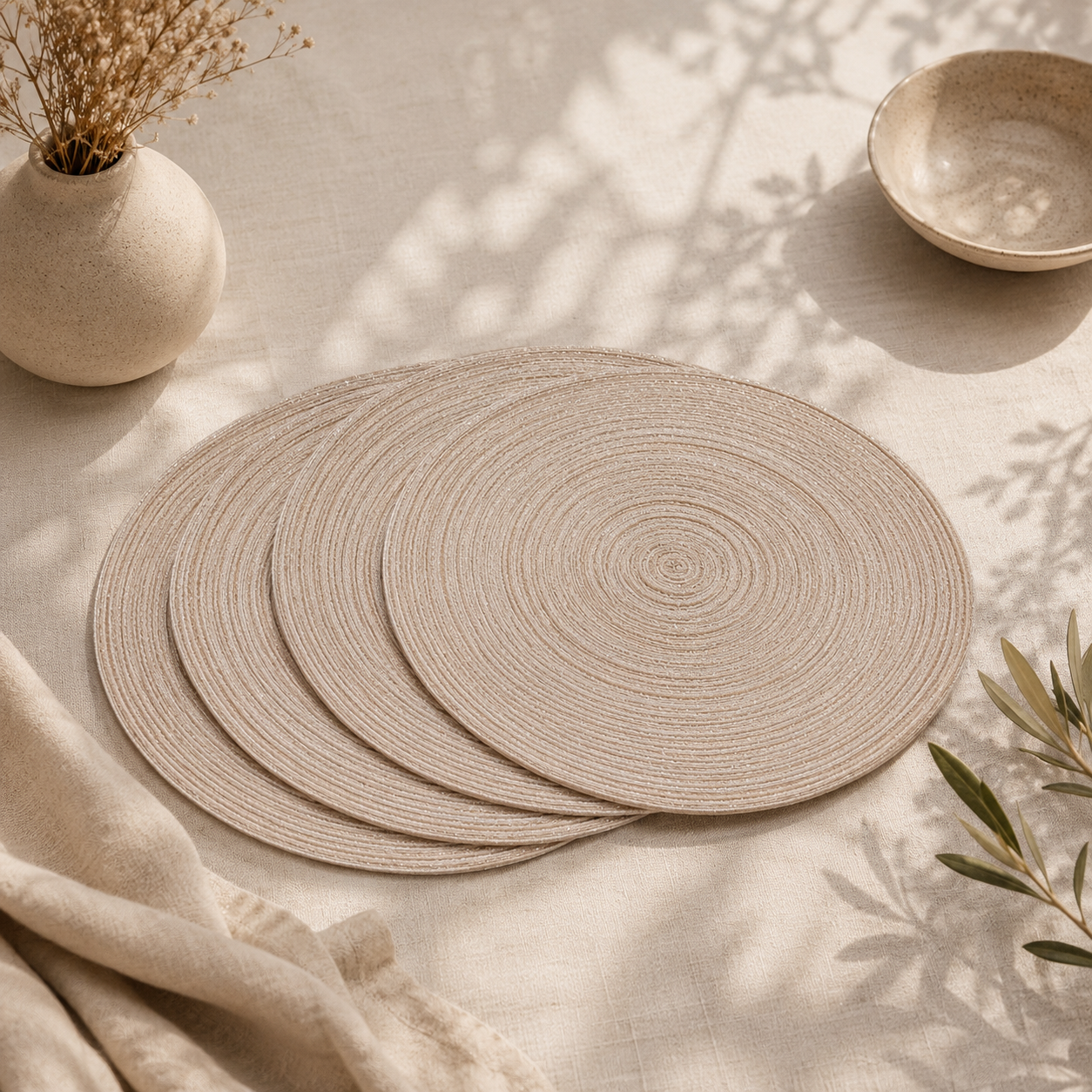 Bella N Bloom Round Table Mats Set of 4 – Premium PVC Woven Heat Resistant Dining Mats
