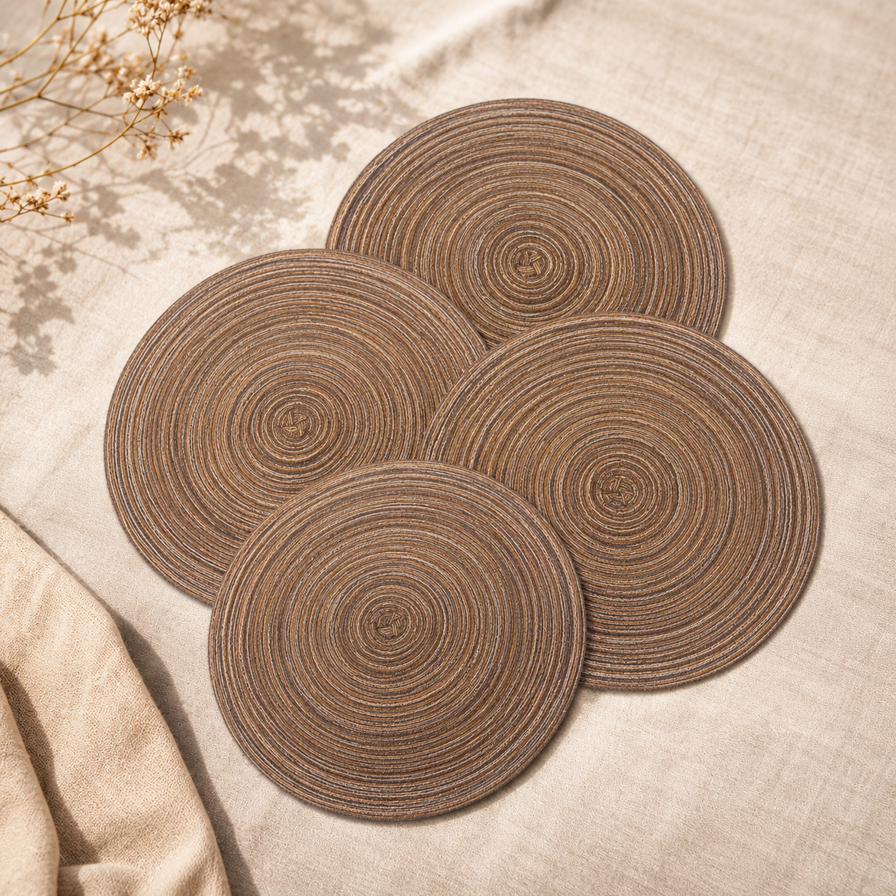 Bella N Bloom Round Table Mats Set of 4 – Premium PVC Woven Heat Resistant Dining Mats