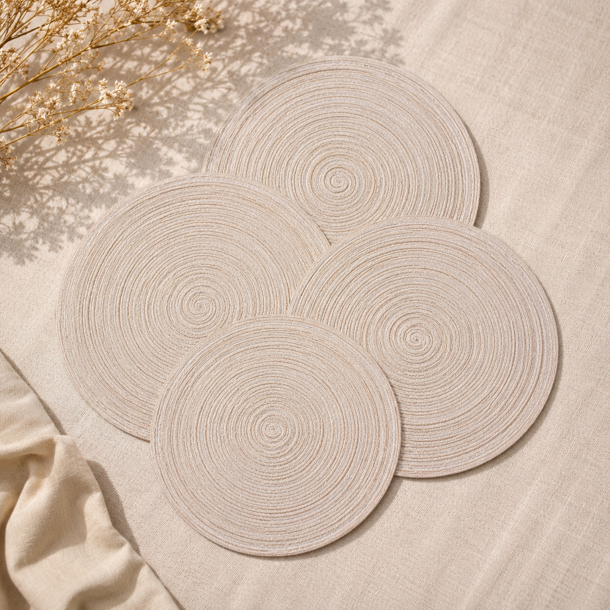 Bella N Bloom Round Table Mats Set of 4 – Premium PVC Woven Heat Resistant Dining Mats