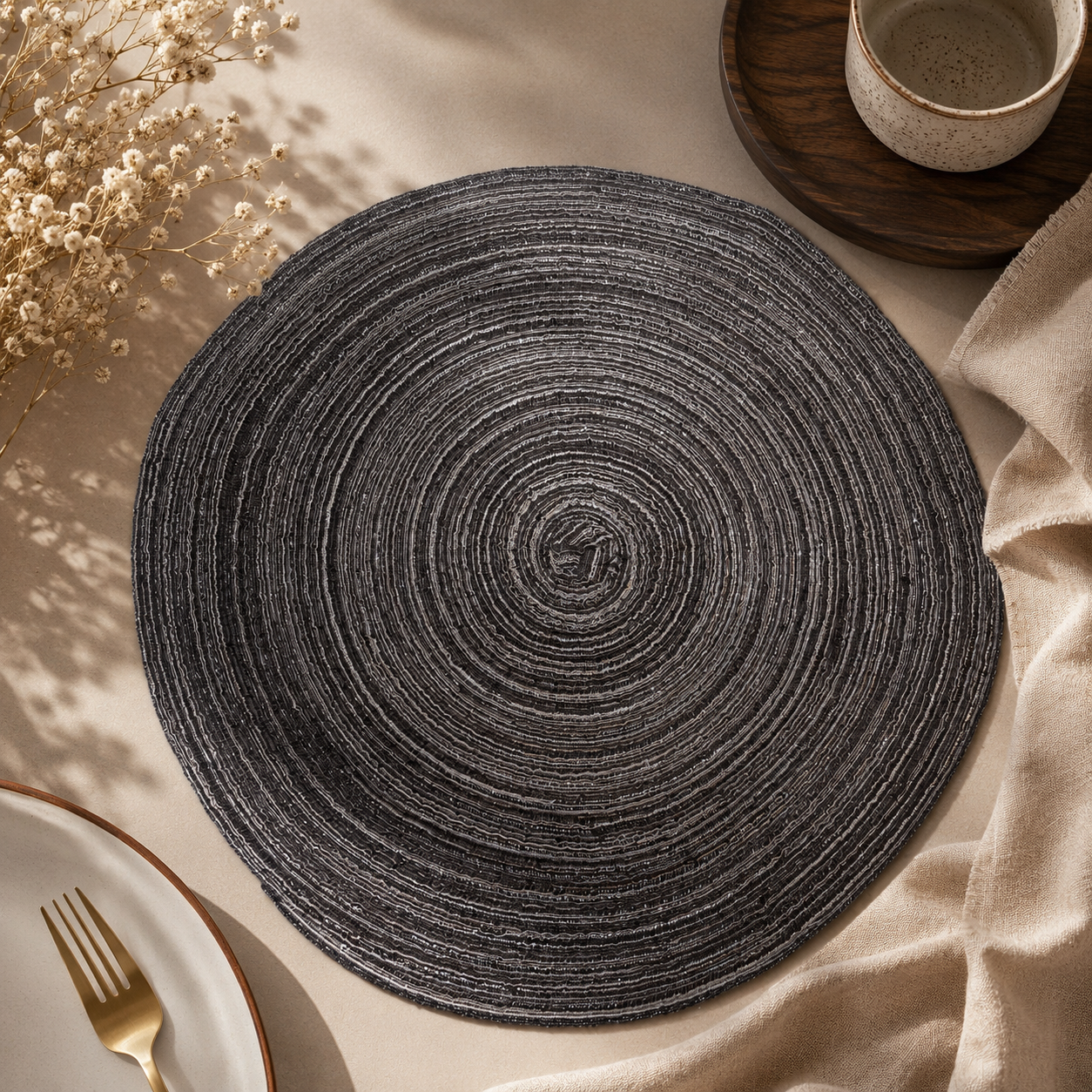 Bella N Bloom Round Table Mats Set of 4 – Premium PVC Woven Heat Resistant Dining Mats