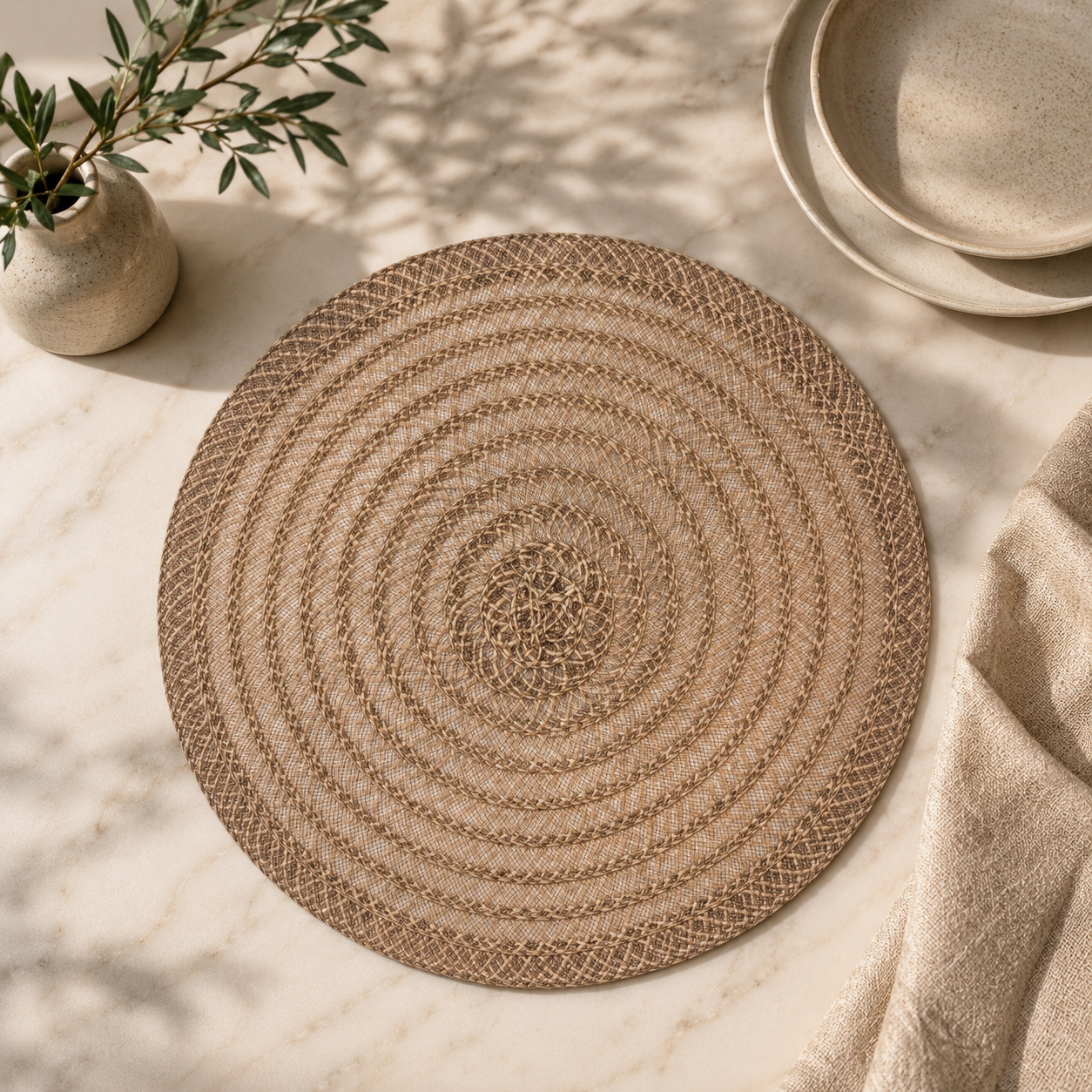 Bella N Bloom Round Table Mats Set of 4 – Premium PVC Woven Heat Resistant Dining Mats