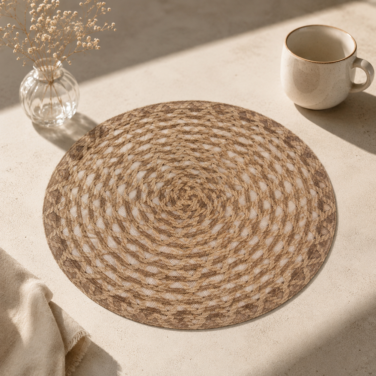 Bella N Bloom Round Table Mats Set of 2 – Premium PVC Woven Heat Resistant Dining Mats